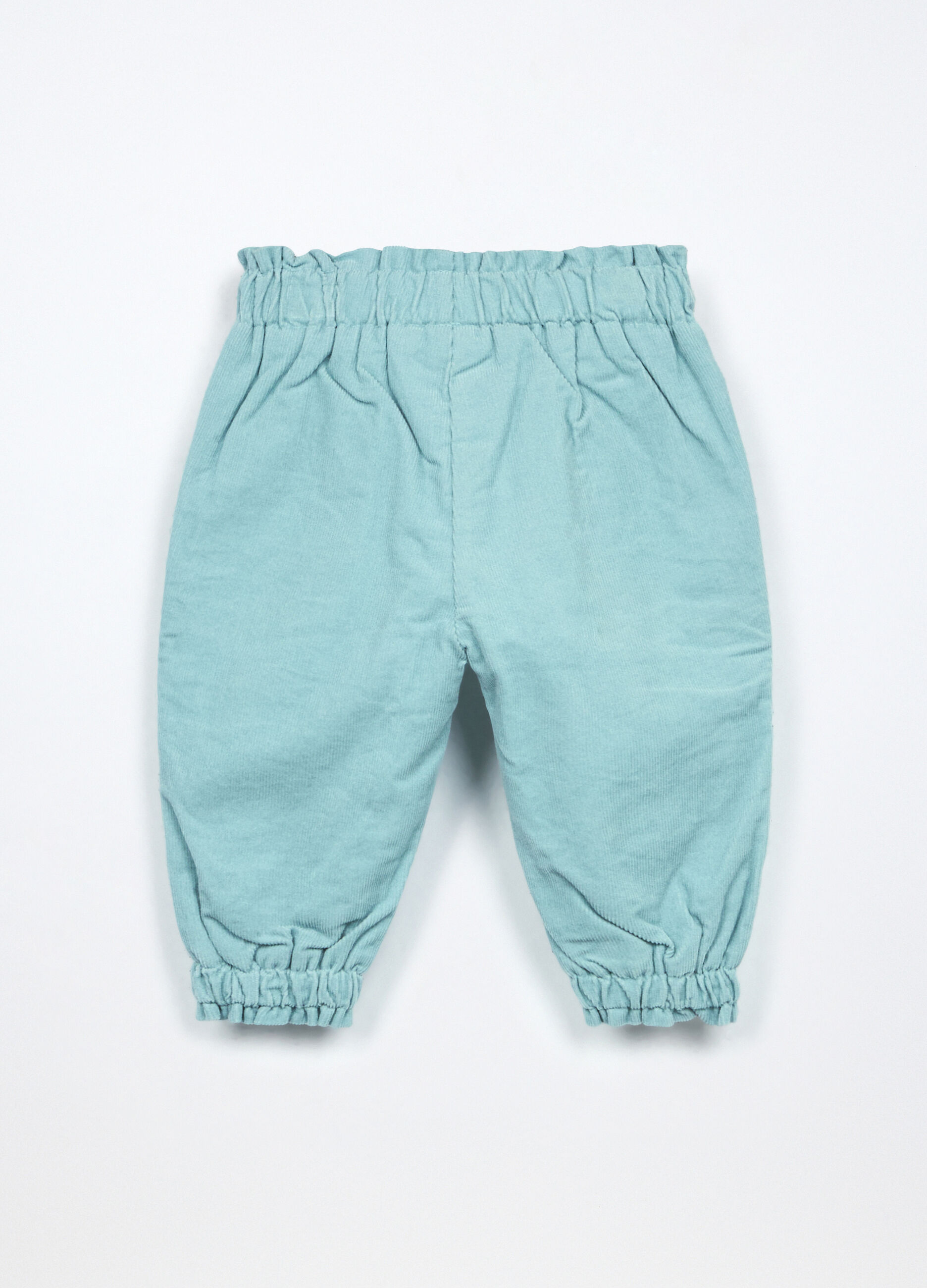 Jogger in costina di puro cotone neonata_1