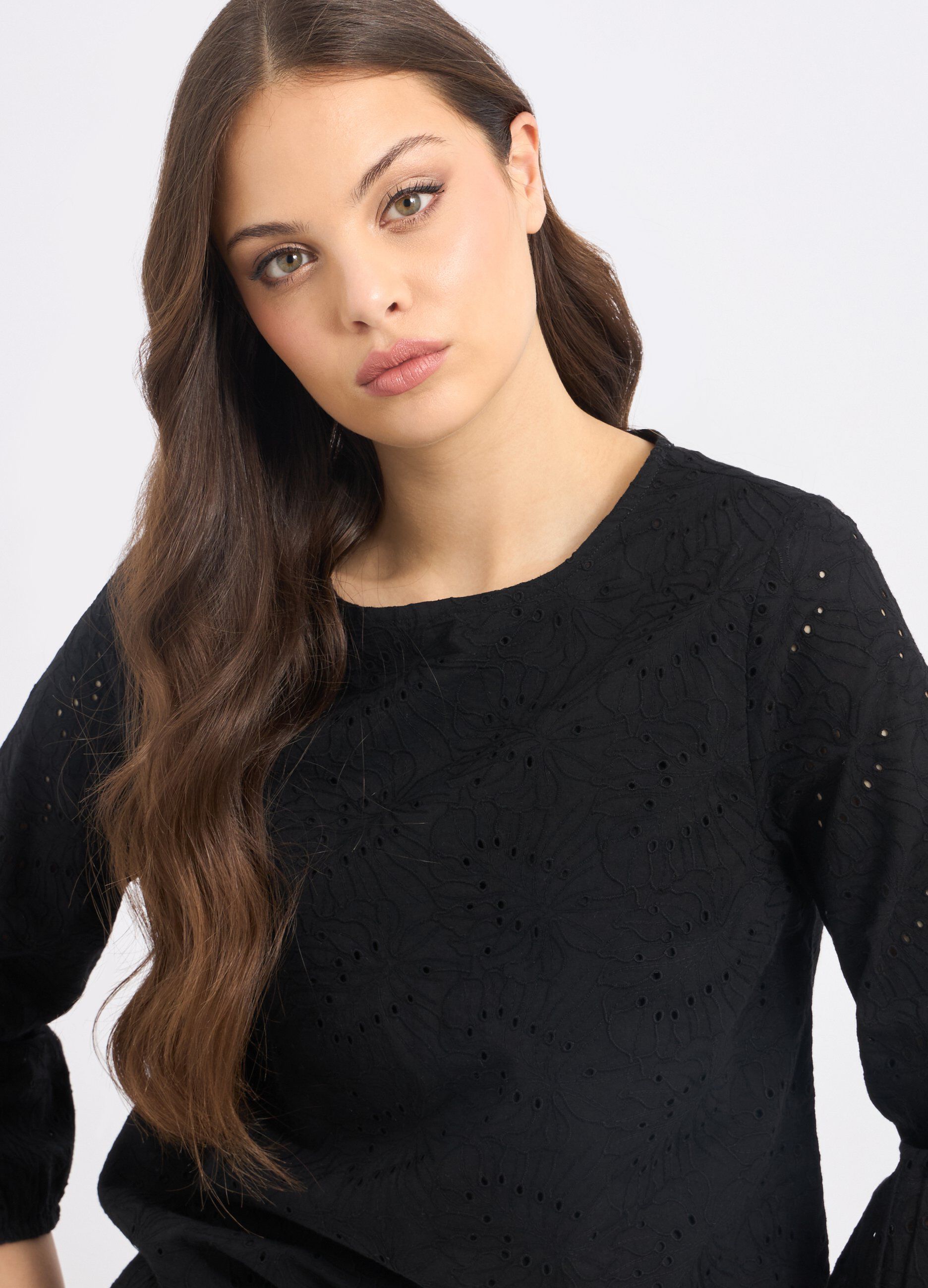 Blusa in puro cotone con ricami donna_2