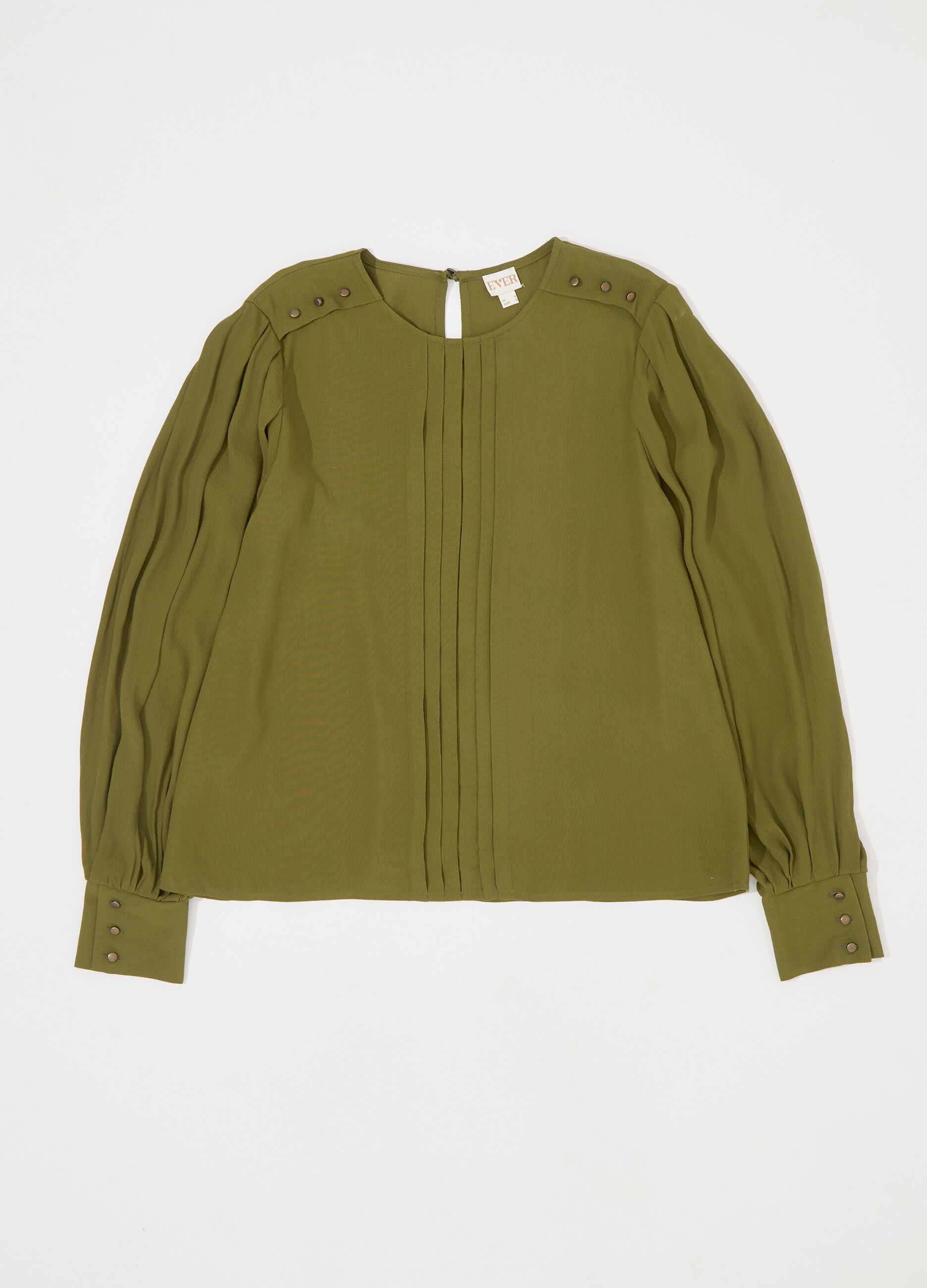 Blusa a pieghe con maniche a sbuffo donna_4