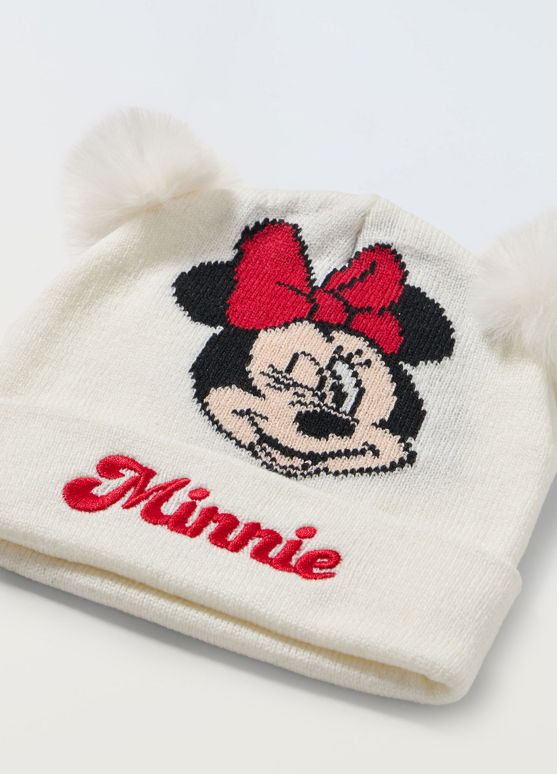 Berretto tricot con pon pom neonata_1