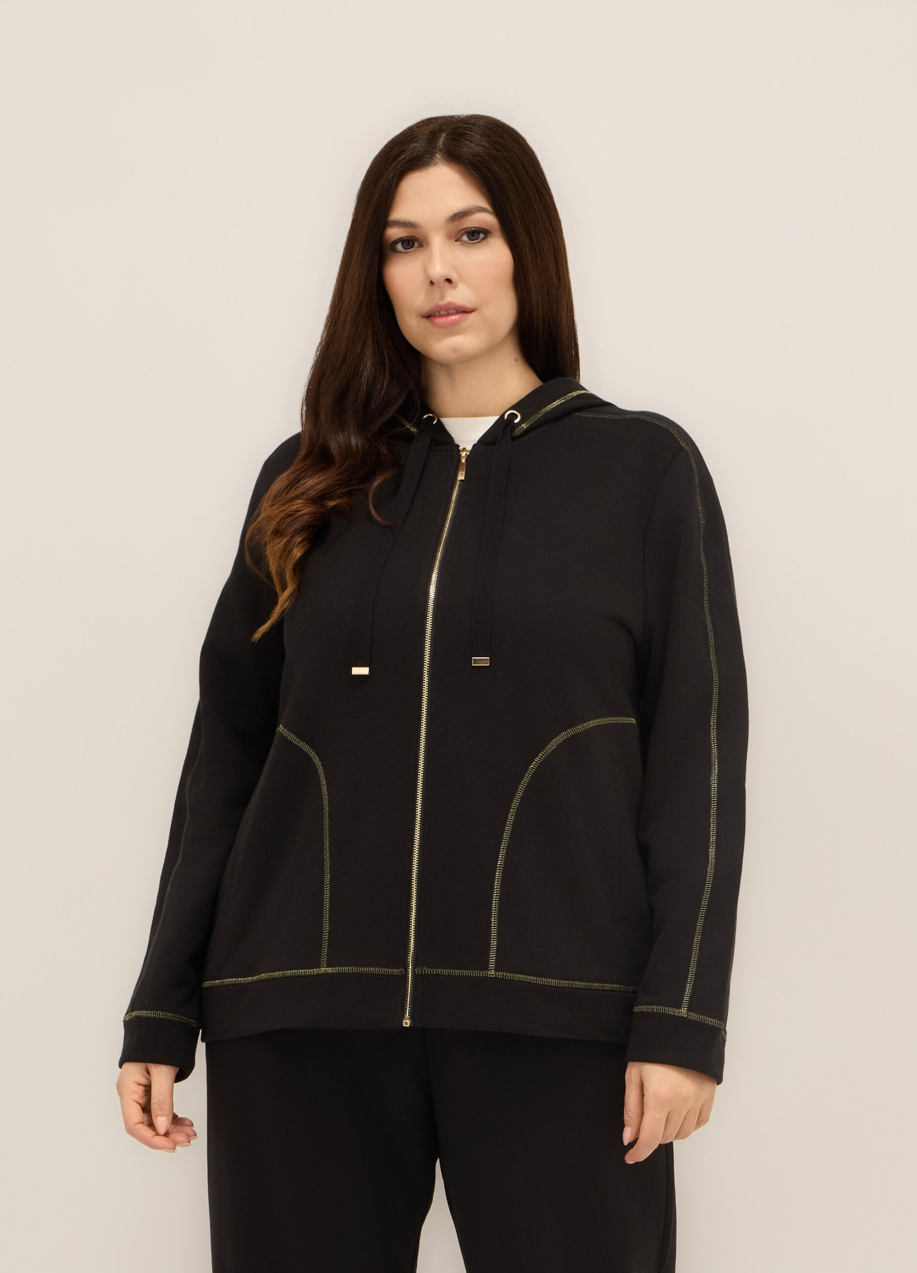 Felpa con cappuccio misto cotone donna curvy_0