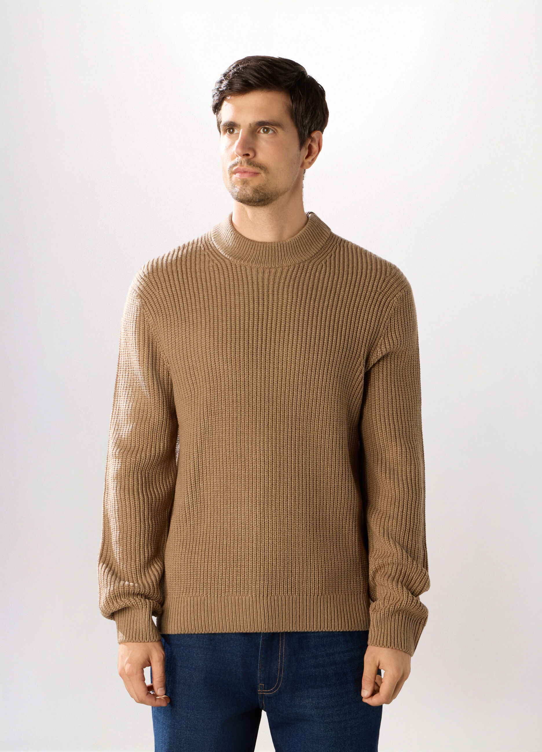 Maglione collo camino a costa inglese uomo_0