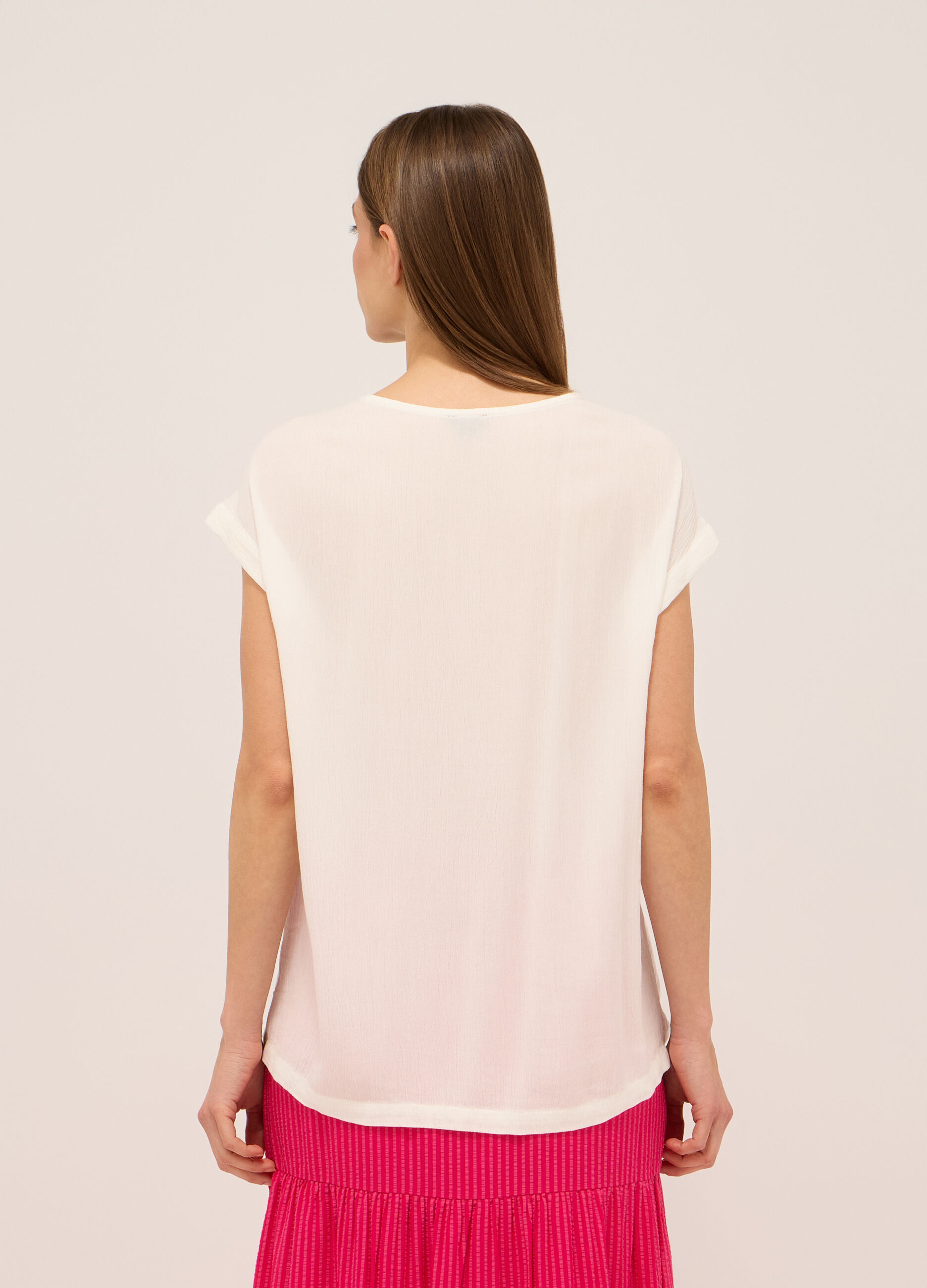 Blusa in pura viscosa crêpe donna_1