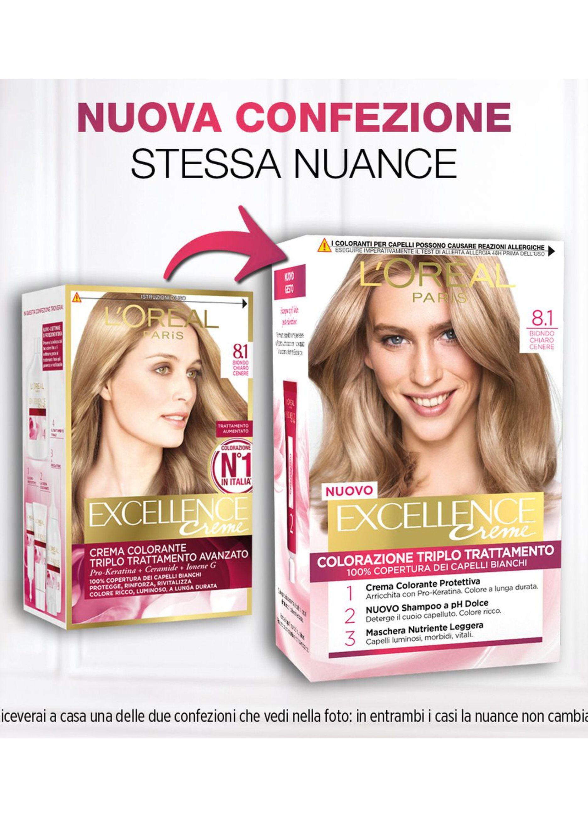 L'Oréal Paris Tinta Capelli Excellence, Copre i capelli bianchi, colore ricco, luminoso e a lunga durata, 8 Biondo Chiaro._2