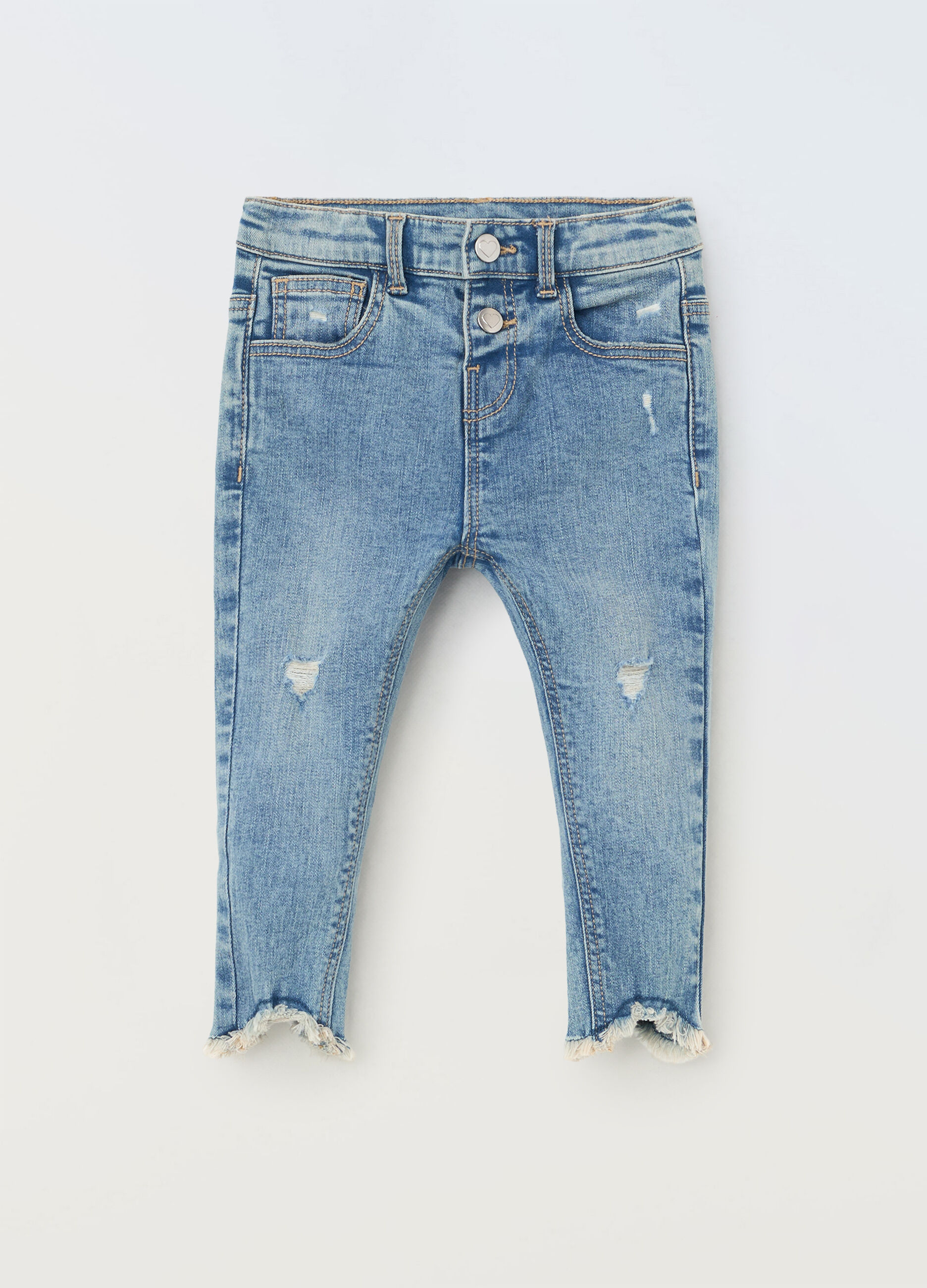 Jeans in denim stretch sfrangiati neonata_0