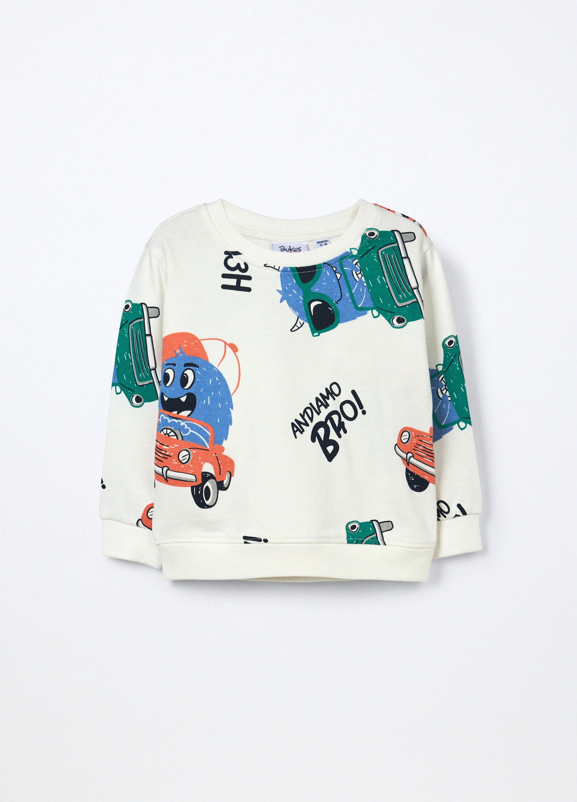 Felpa in french terry di puro cotone neonato_0