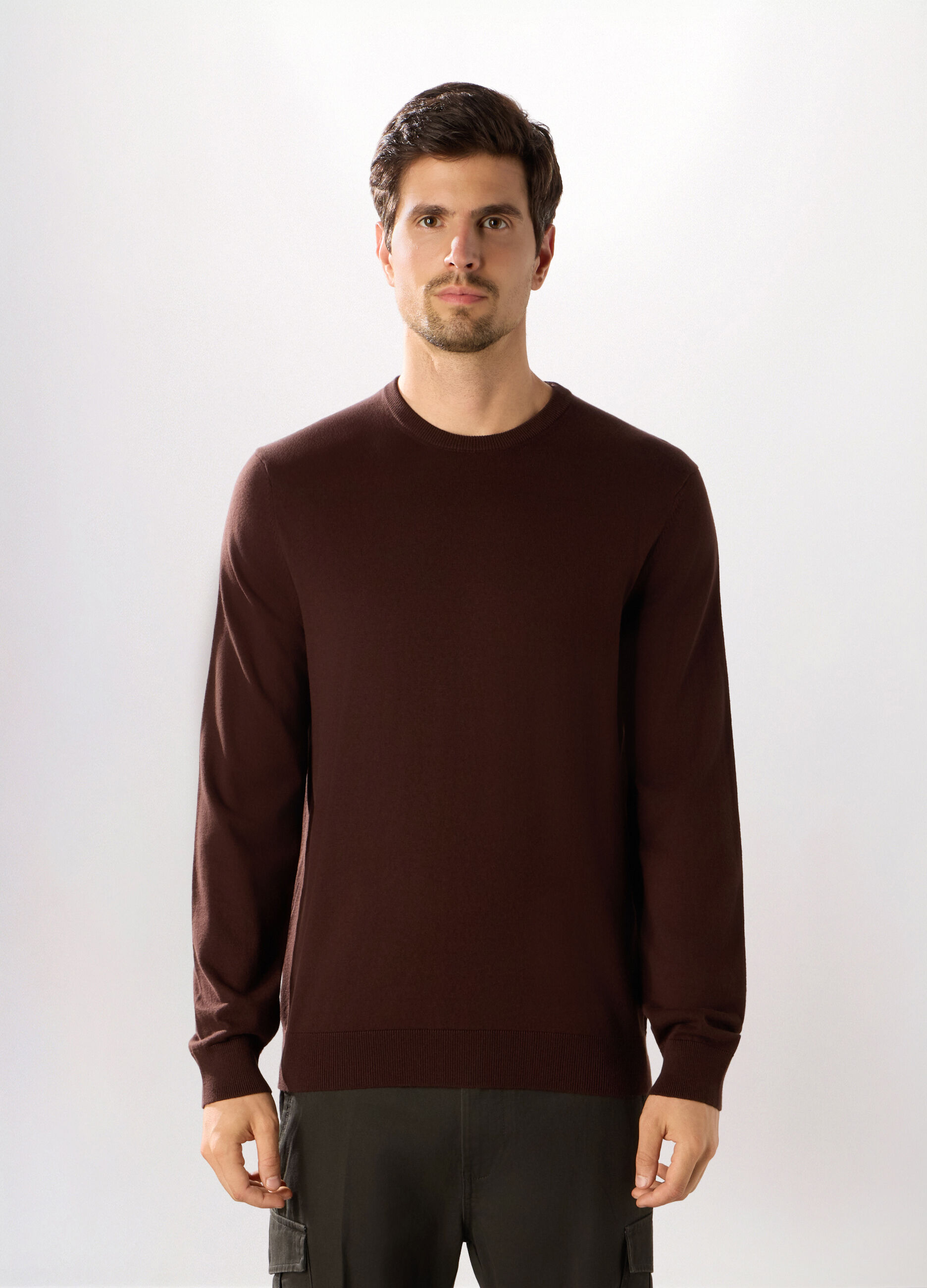 Maglione girocollo in misto cotone uomo_0