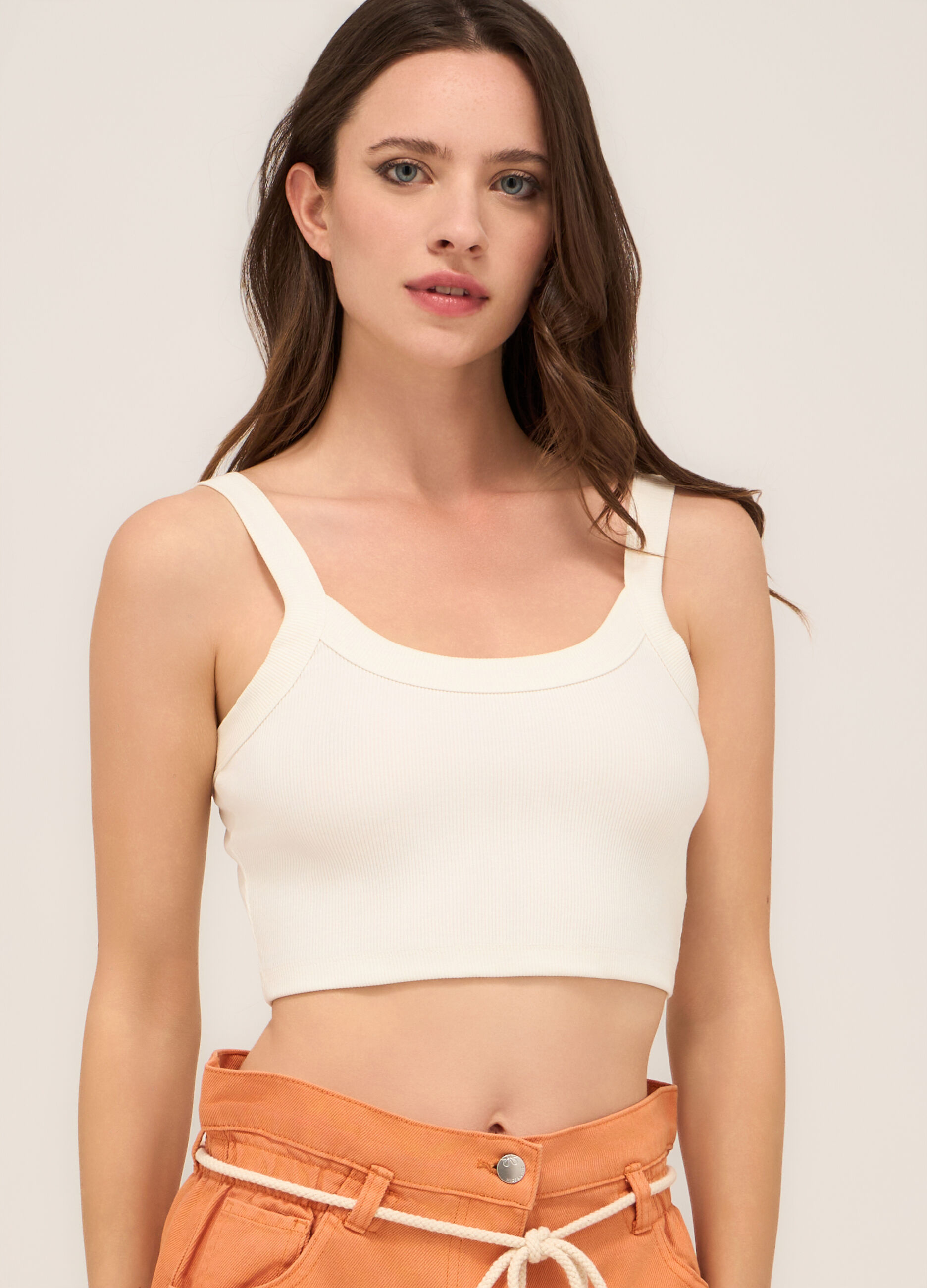 Top in costina di cotone stretch donna_2
