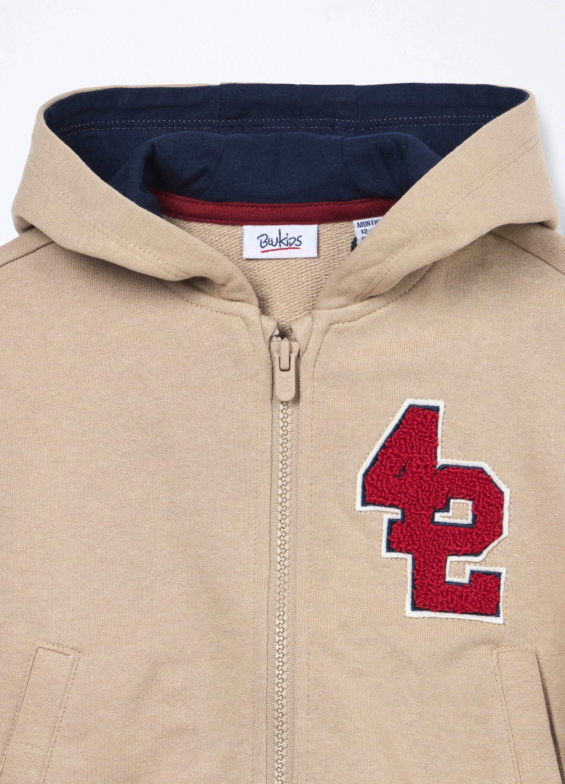 Felpa con cappuccio in french terry di puro cotone neonato_2