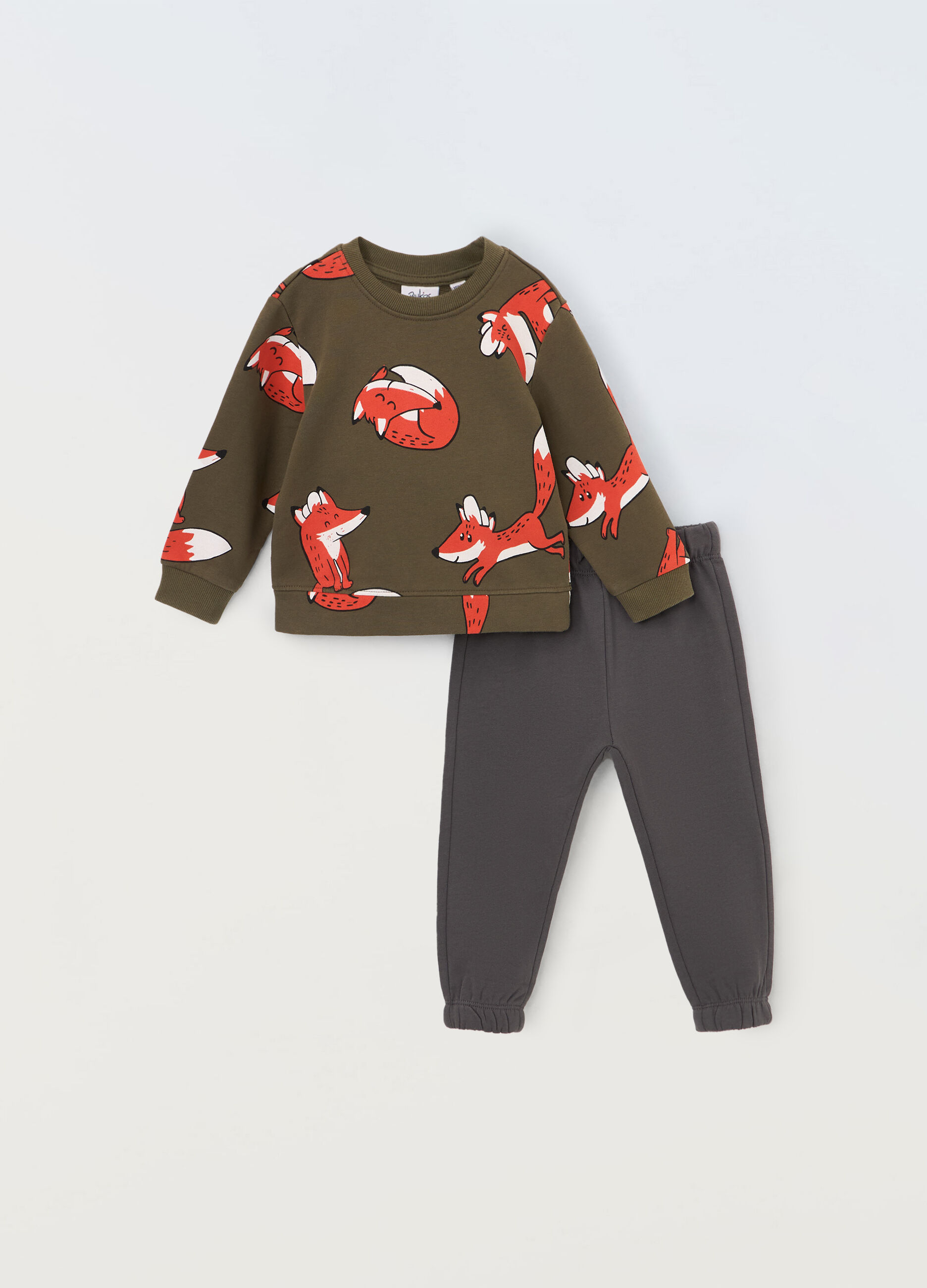 Jogging set in fleece di puro cotone neonato_0