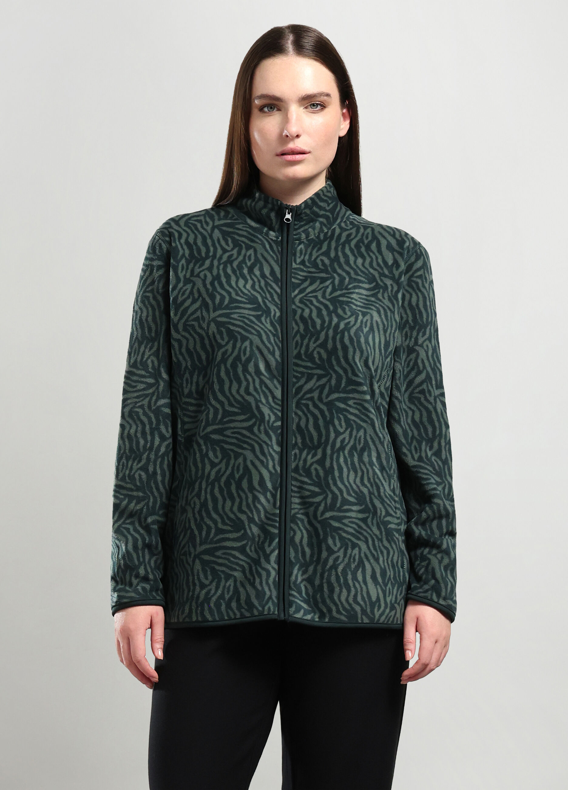 Felpa in pile con stampa donna curvy_0