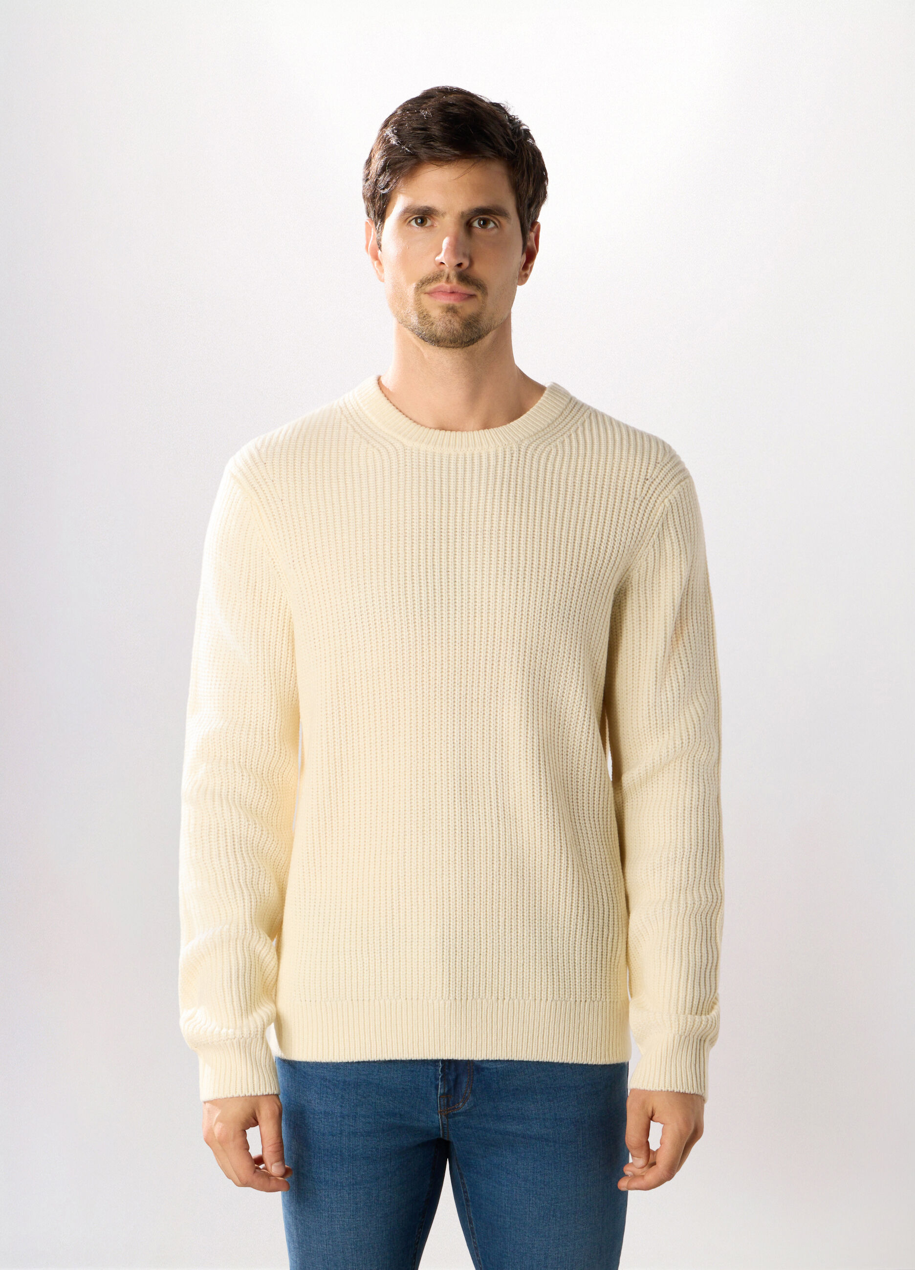 Maglione girocollo a costa inglese uomo_0