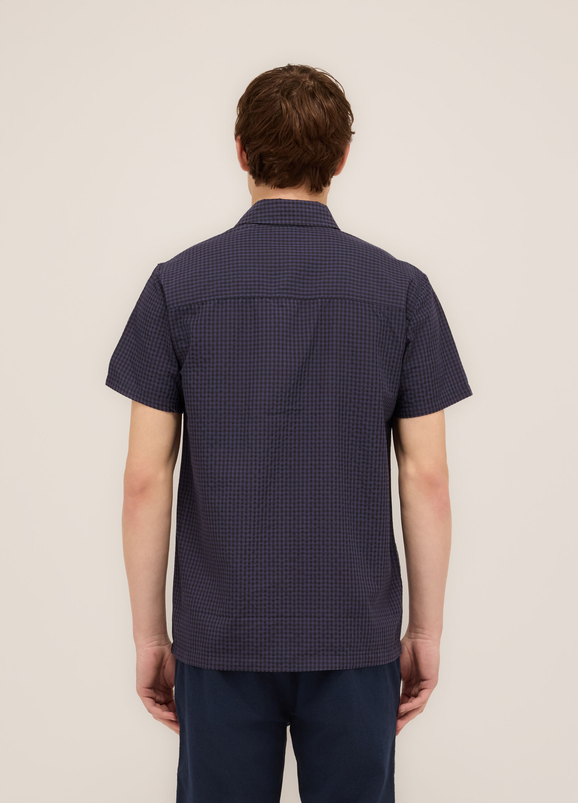 Camicia a maniche corte a quadretti uomo_1