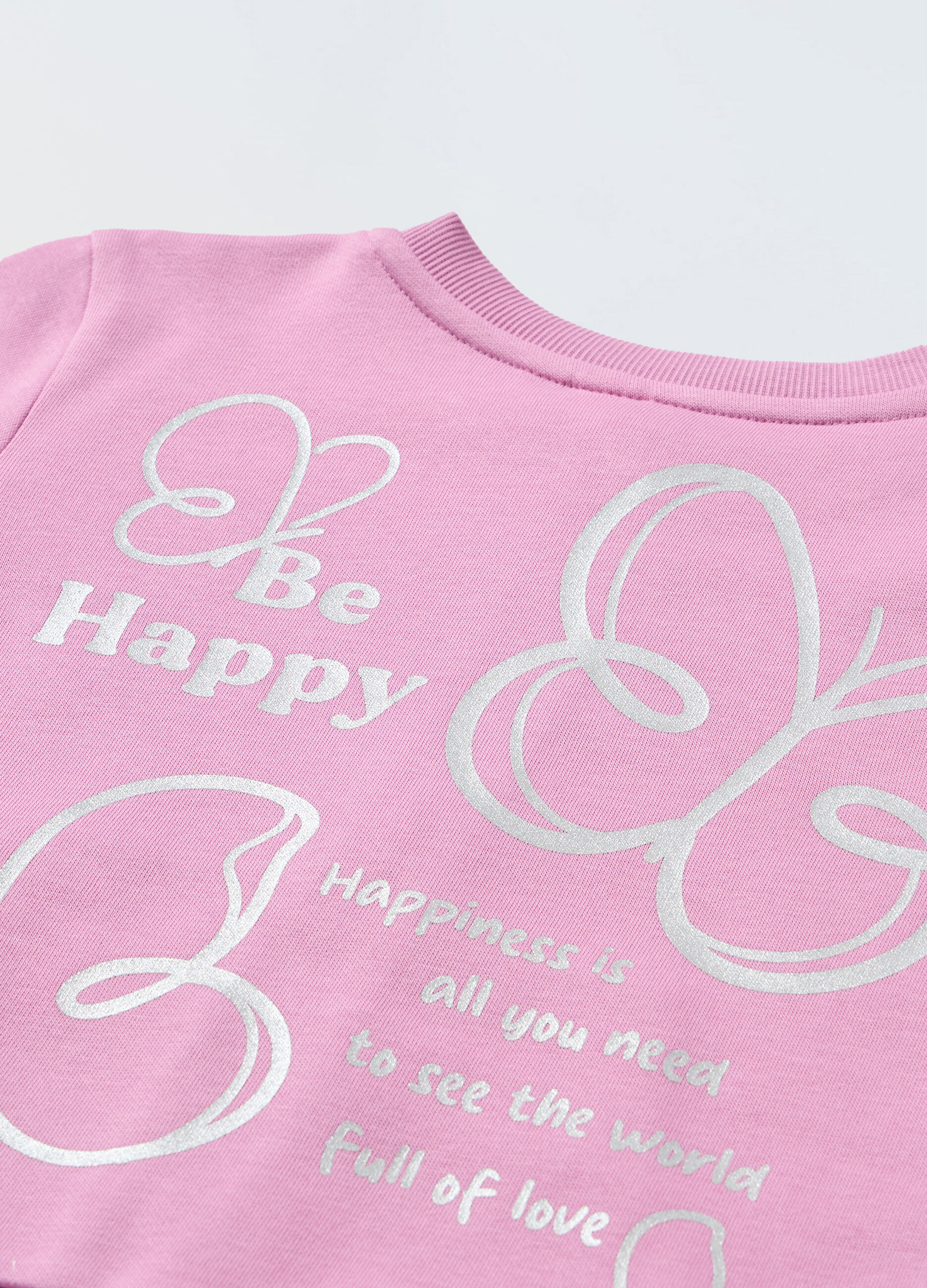 Felpa a girocollo con zip in misto cotone bambina_1