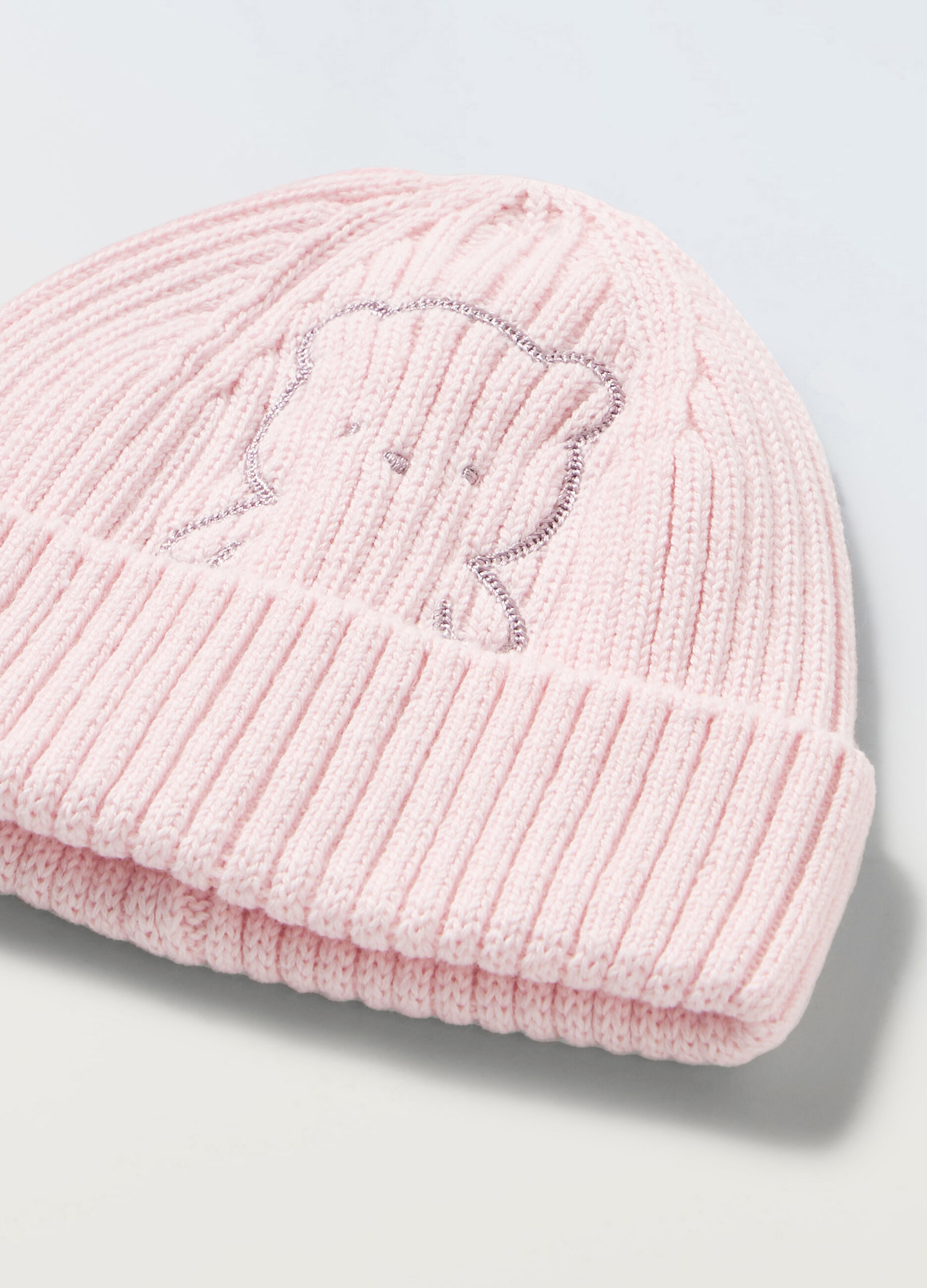 Berretto in puro cotone a coste neonata_1