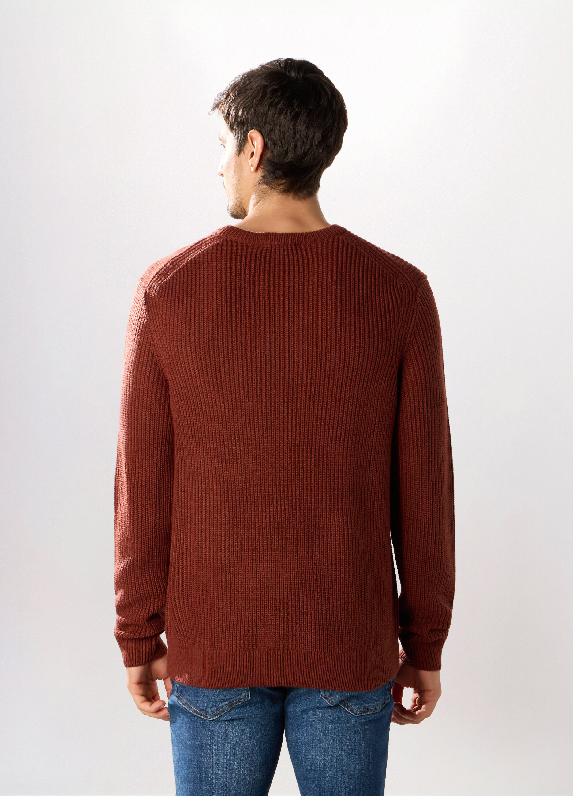 Maglione girocollo a costa inglese uomo_1