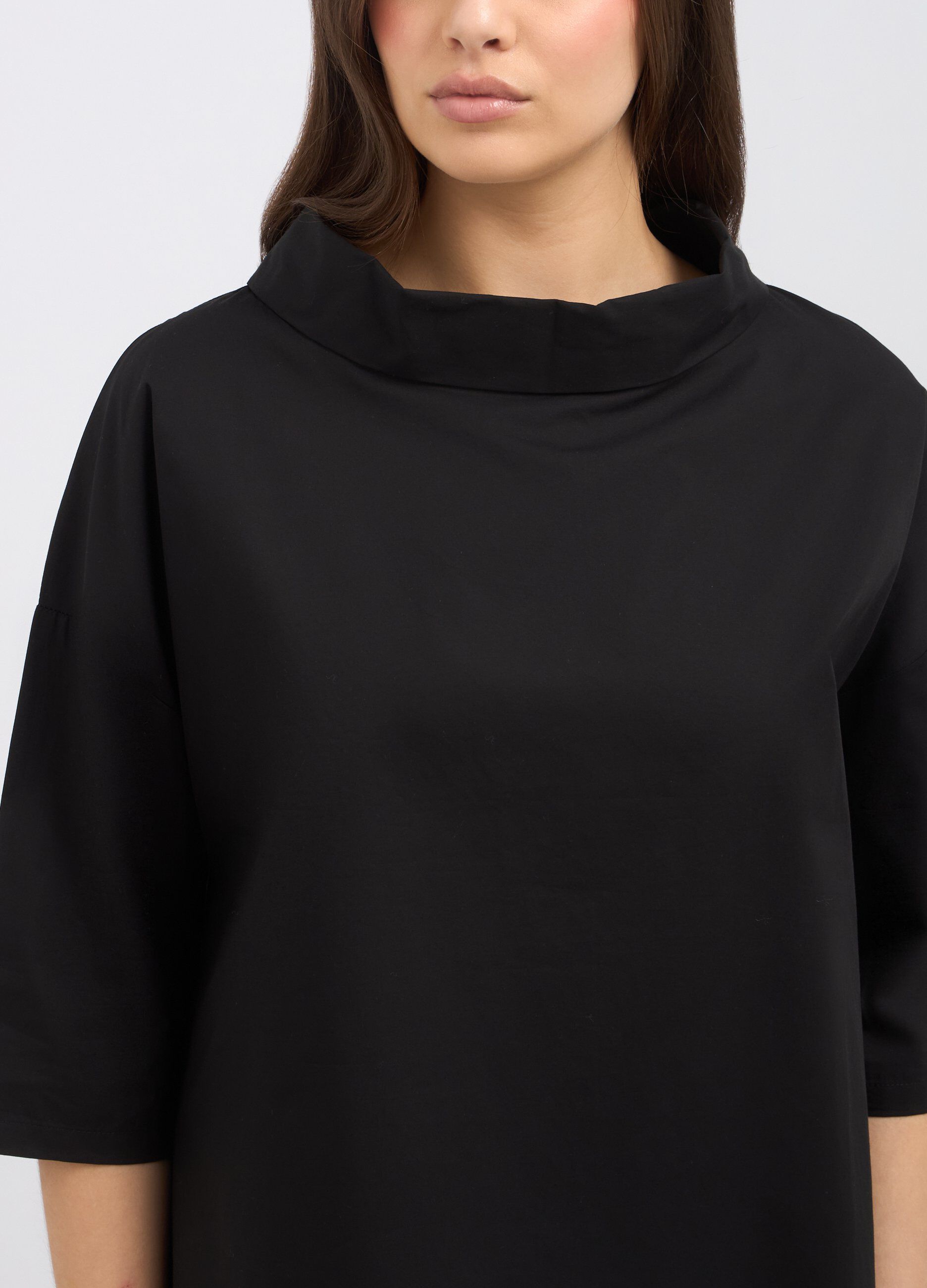 Blusa in puro cotone a collo alto donna_2