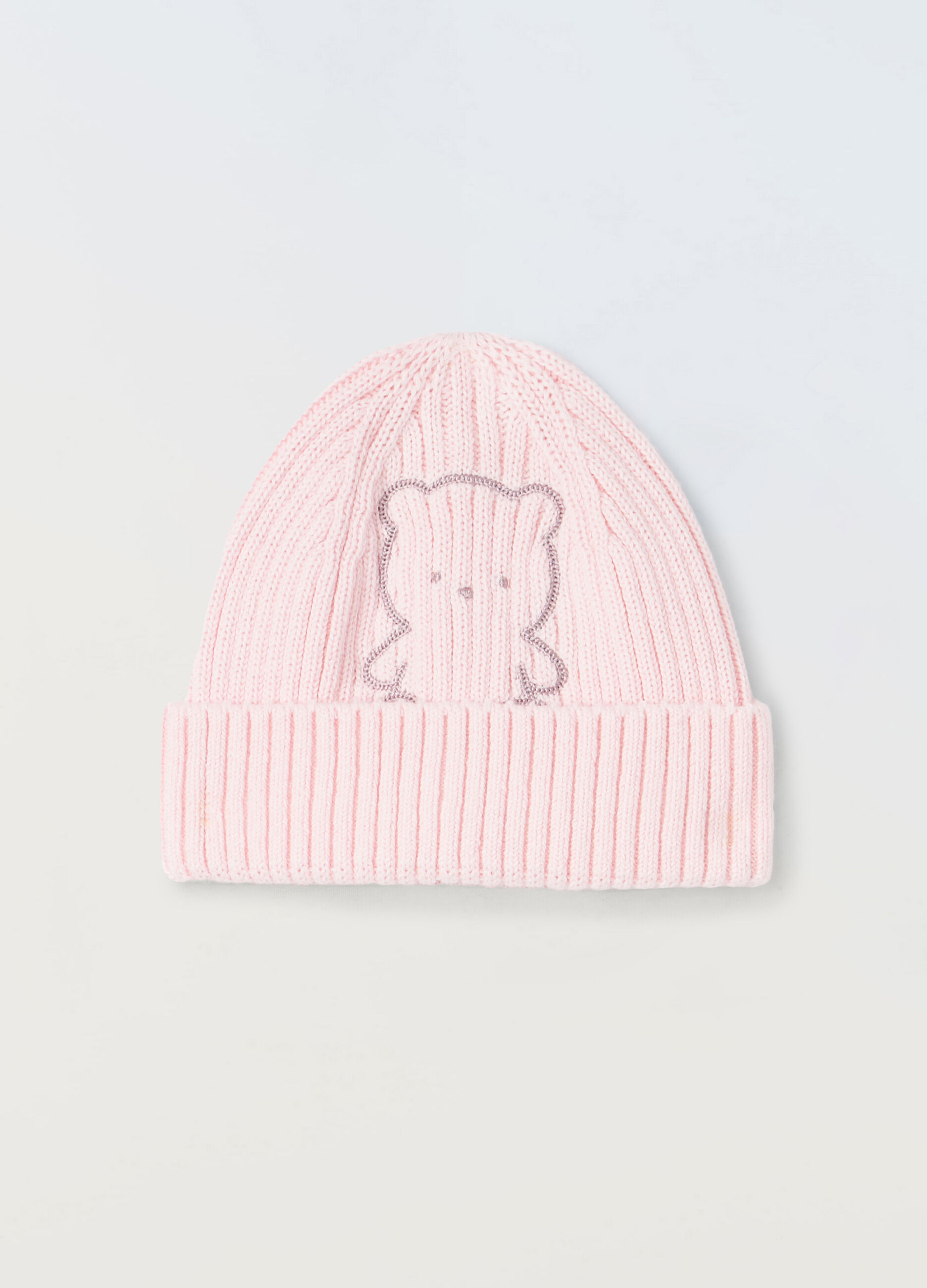 Berretto in puro cotone a coste neonata_0