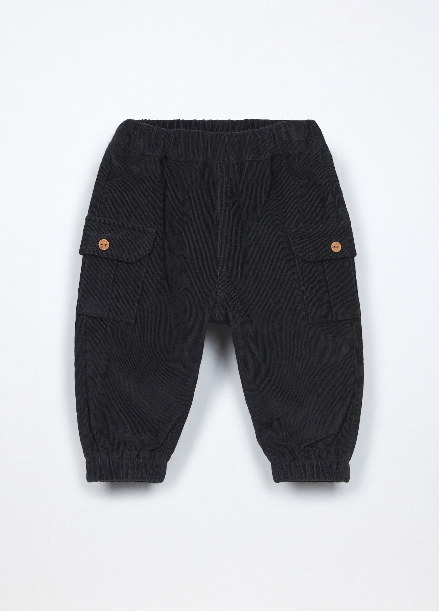 Jogger cargo in costina di puro cotone neonato_0