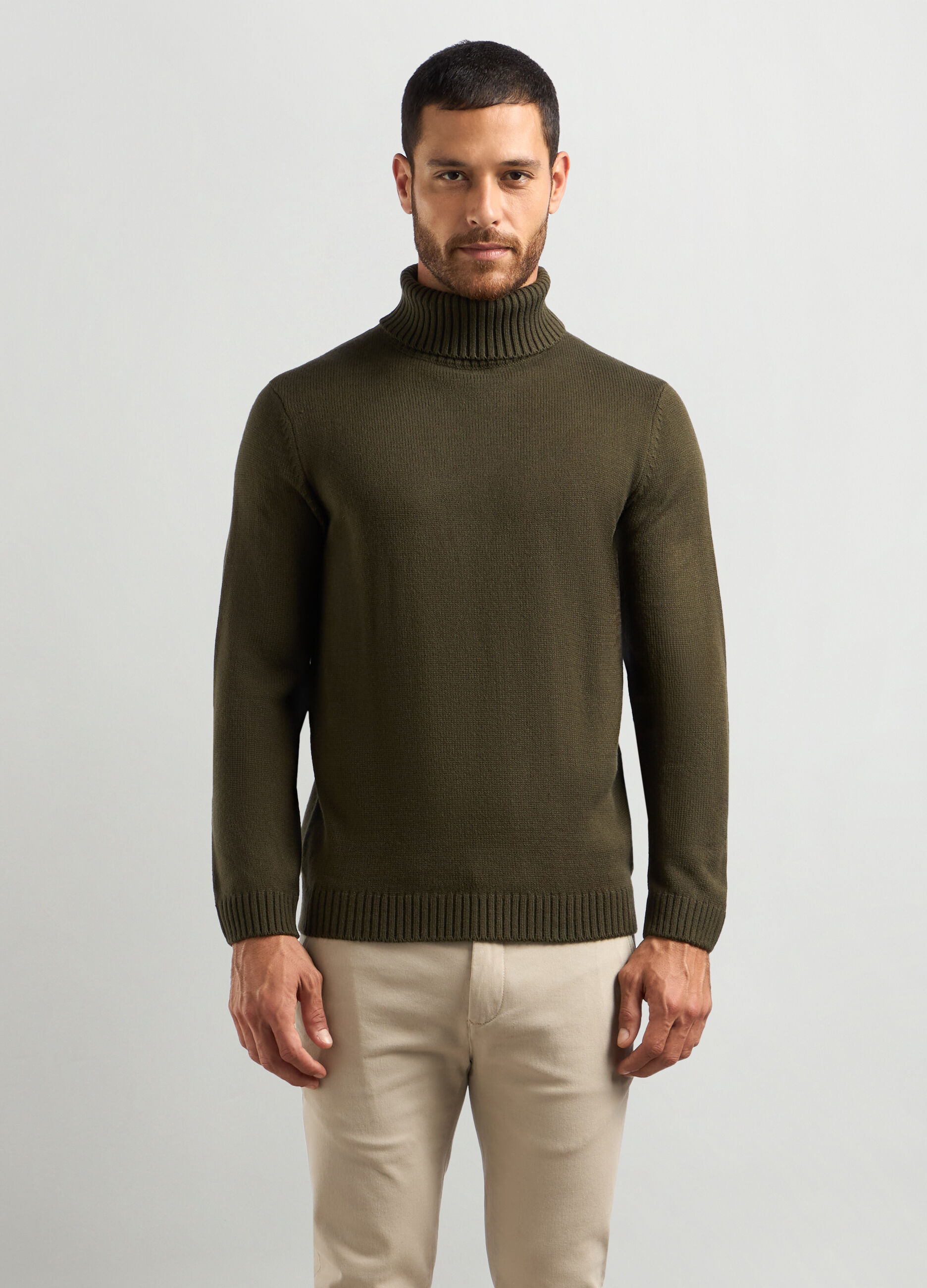 Maglione collo alto maglia rasata uomo_0