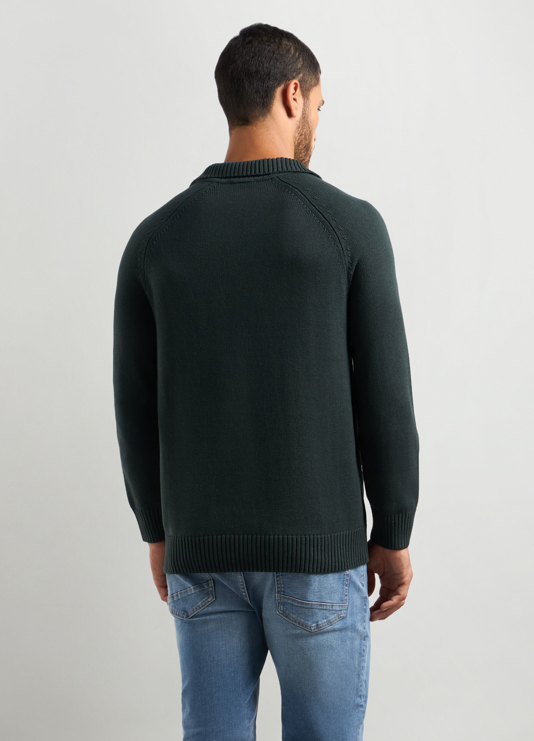 Maglione colletto polo in misto cotone uomo_1