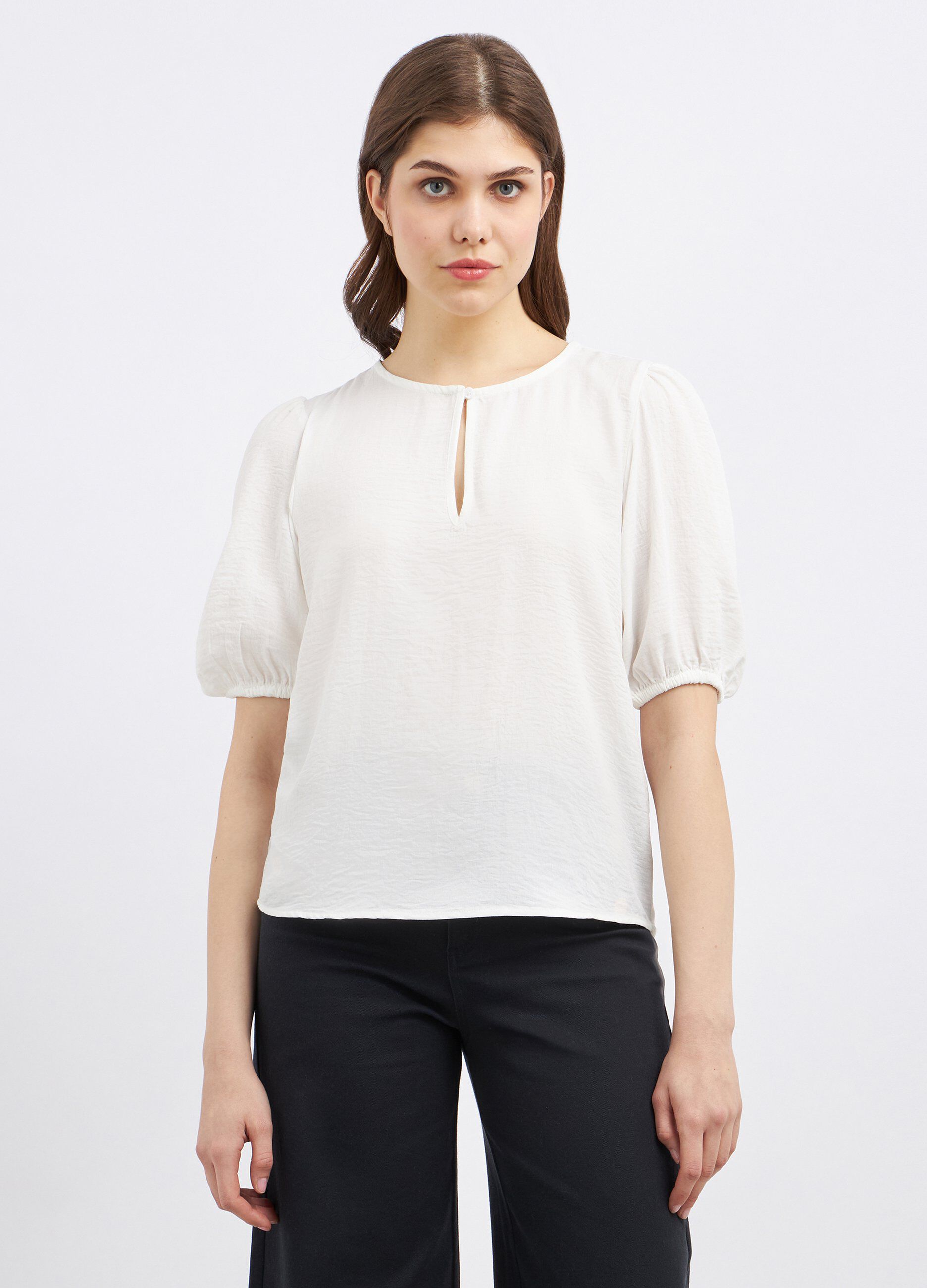 Blusa con maniche a palloncino donna_0