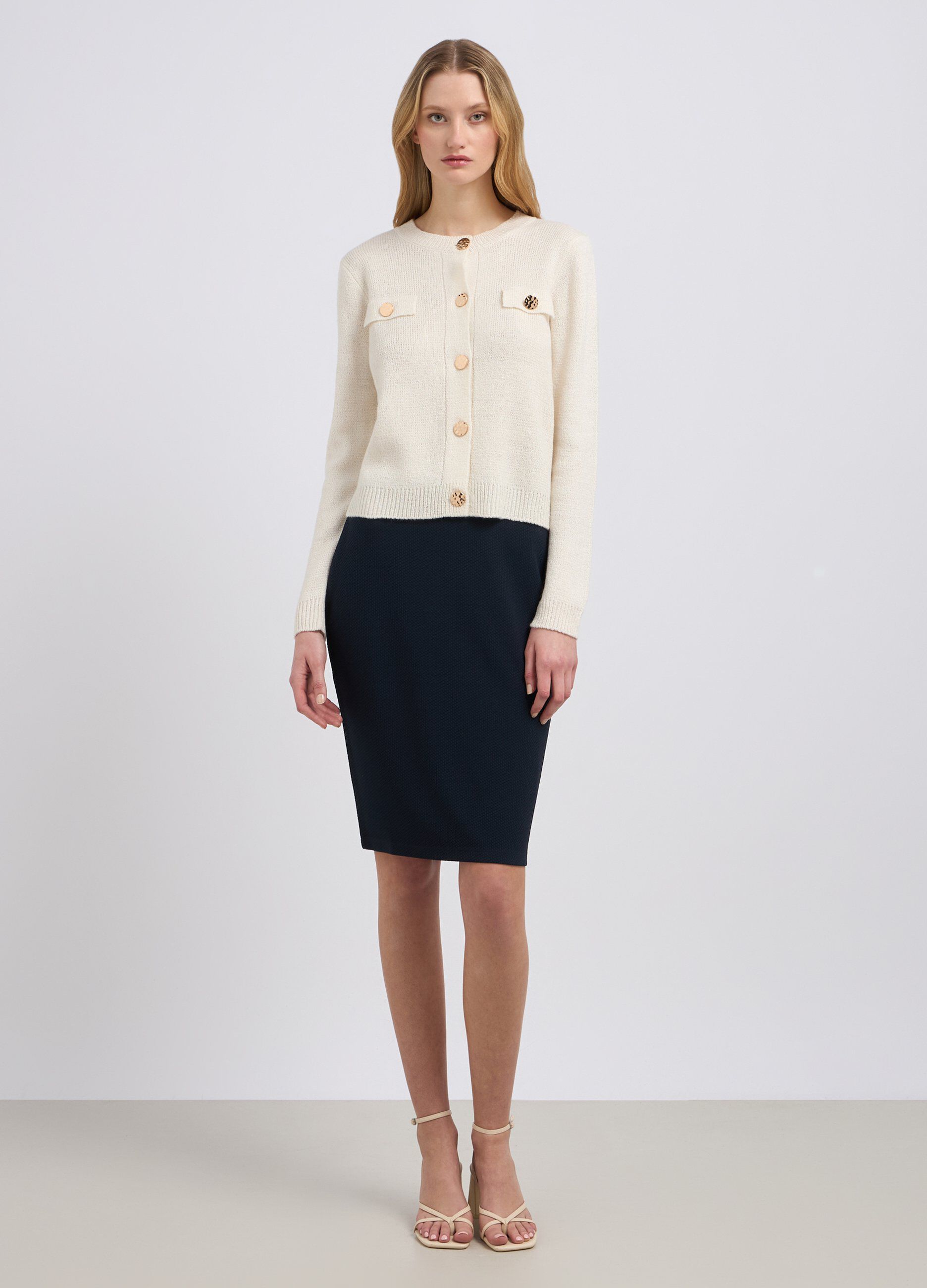Gonna tubino in tessuto stretch donna_0