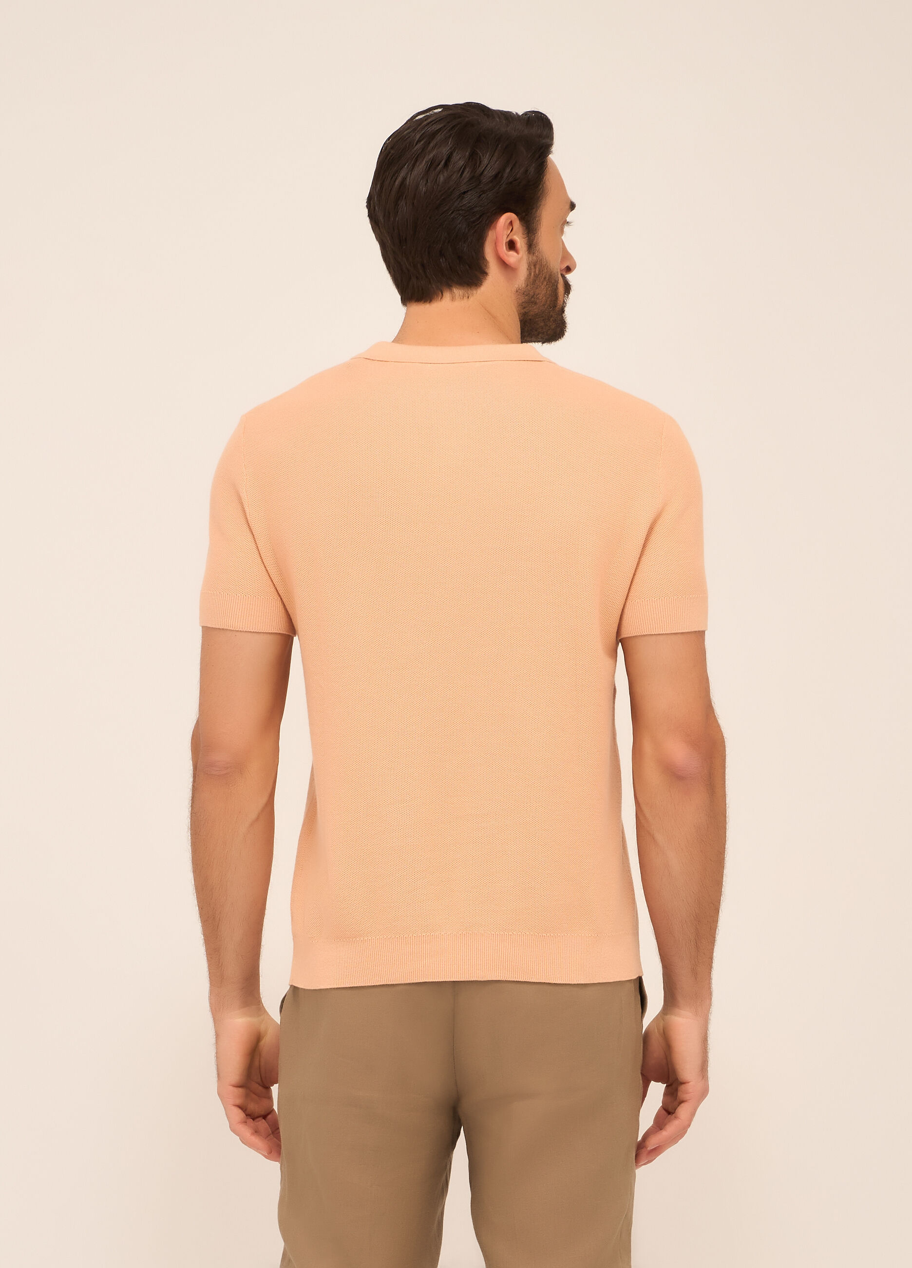 Polo a maglia nido d'ape in puro cotone uomo_1