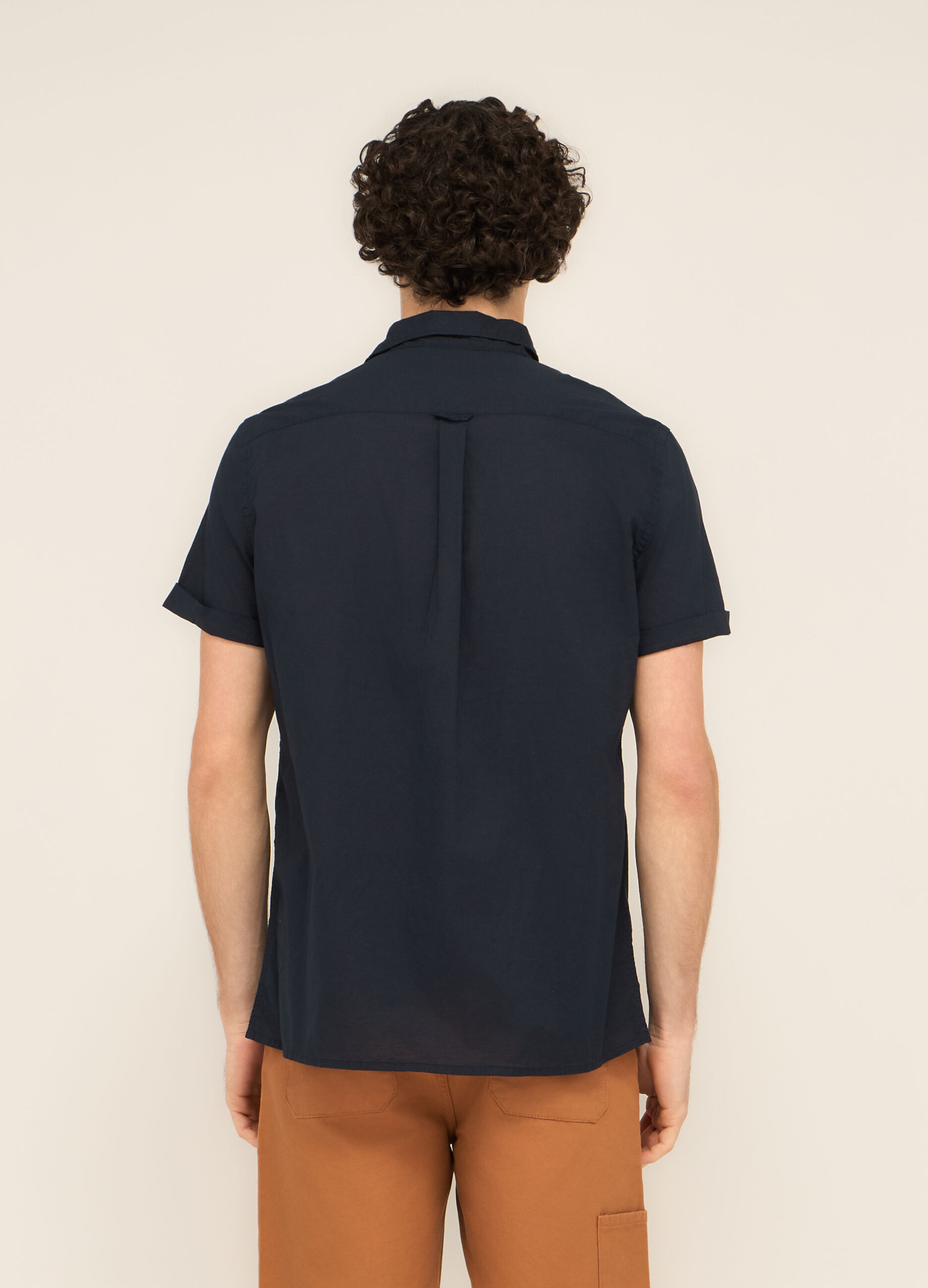 Camicia a maniche corte con taschino uomo_1