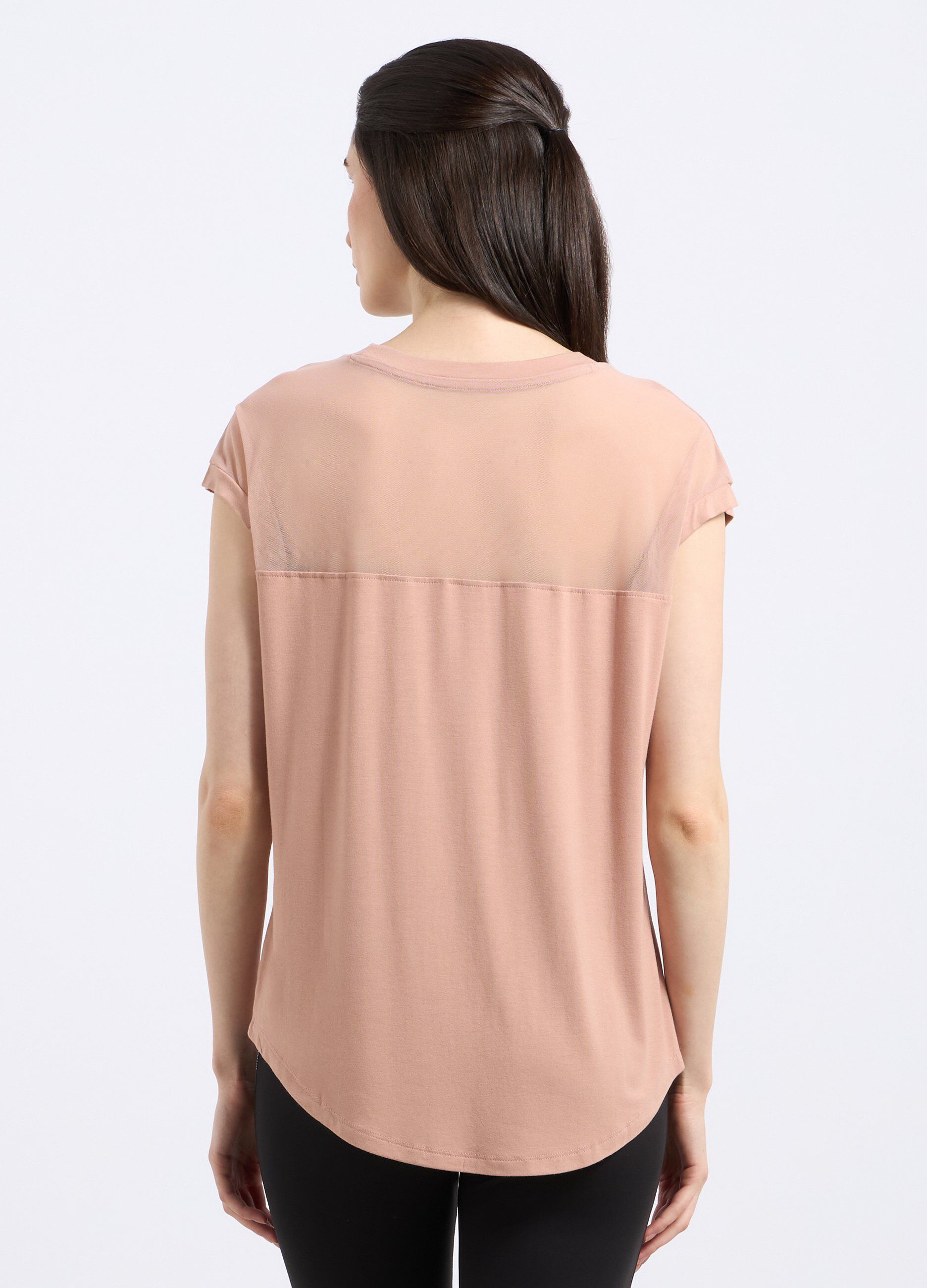 T-shirt in viscosa stretch con inserto sul top_1