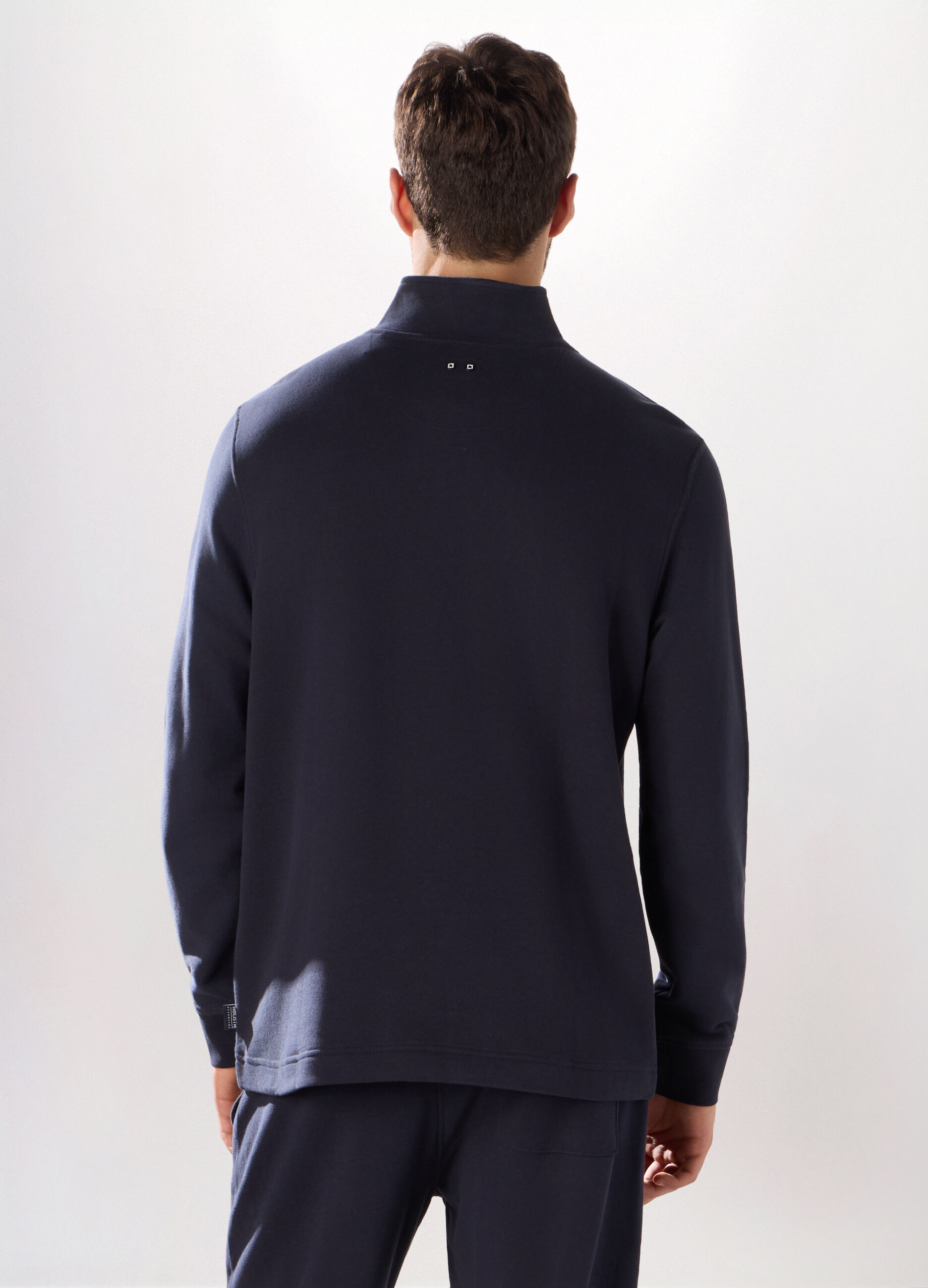 Felpa lupetto con zip in puro cotone uomo_1