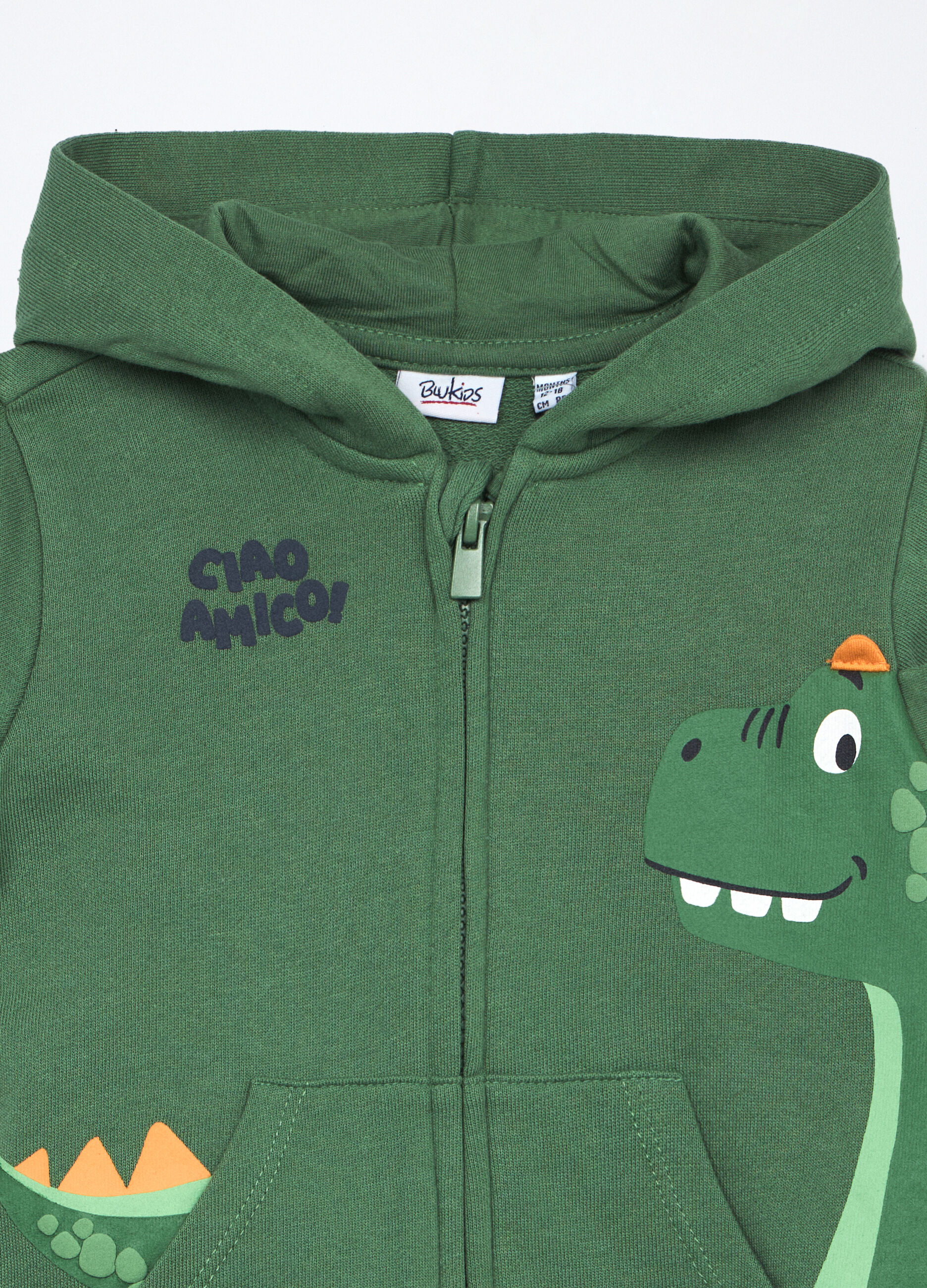 Felpa con cappuccio in french terry di puro cotone neonato_2