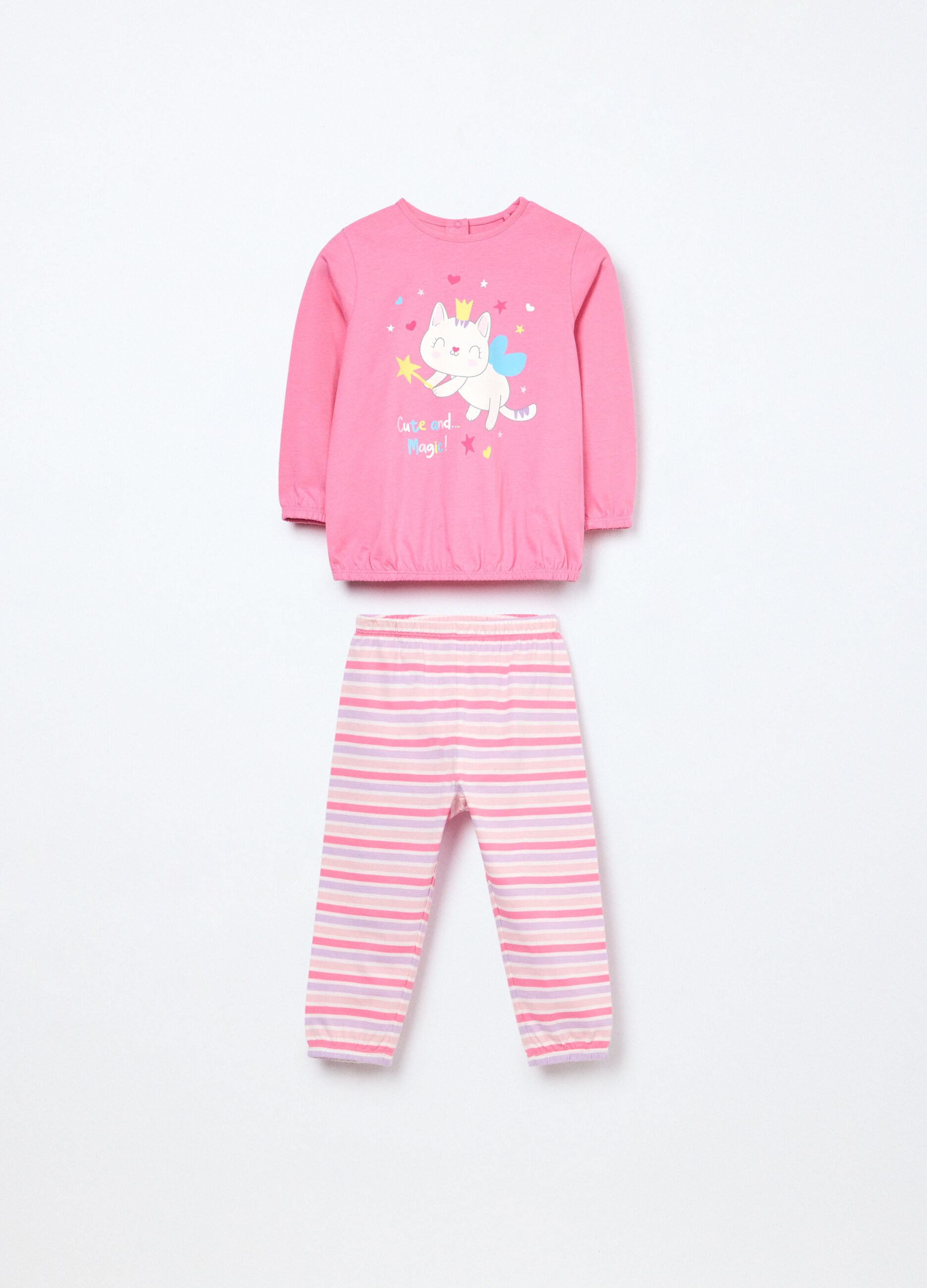 Set pigiama lungo in jersey di puro cotone neonata_0