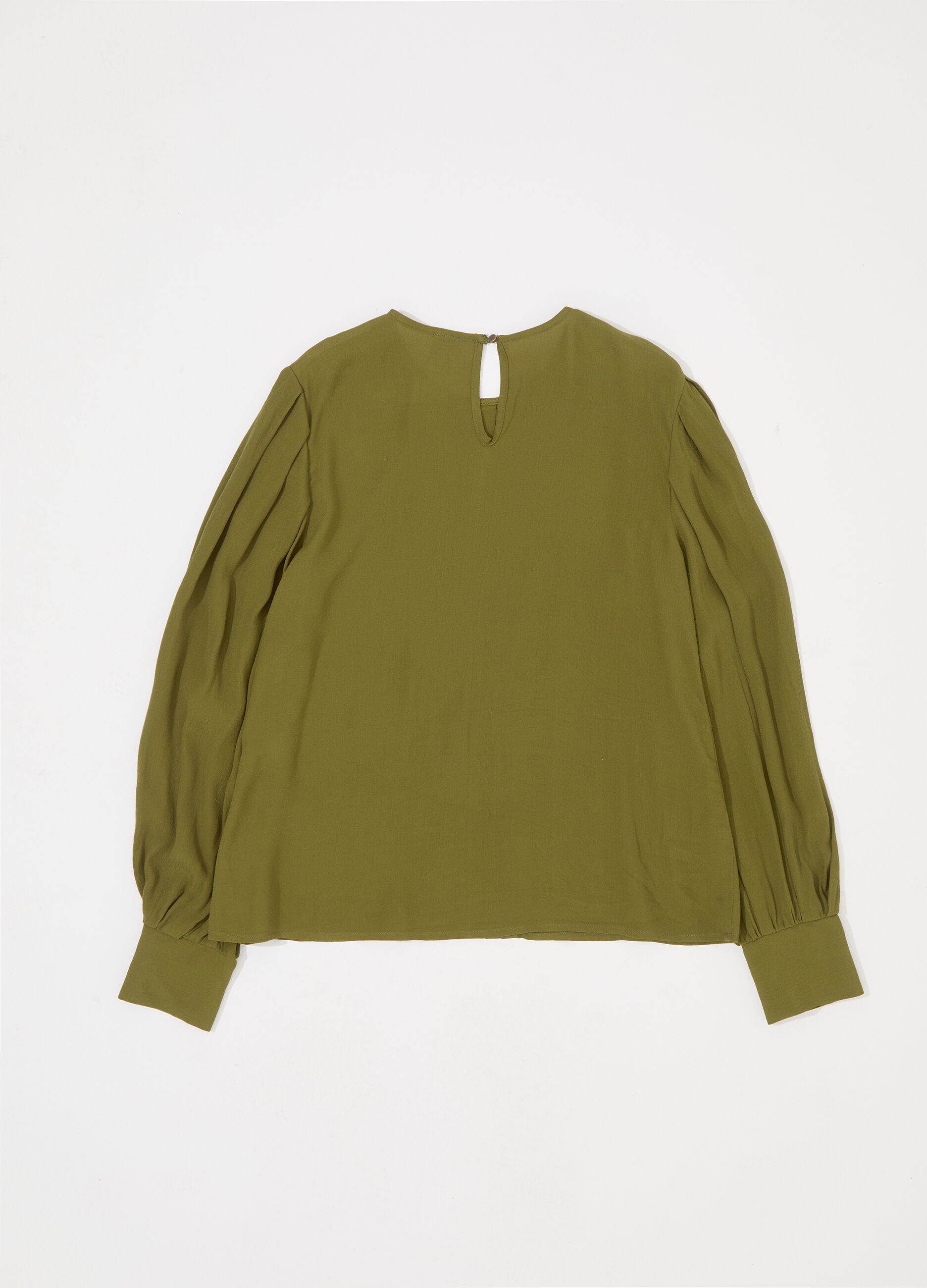 Blusa a pieghe con maniche a sbuffo donna_5
