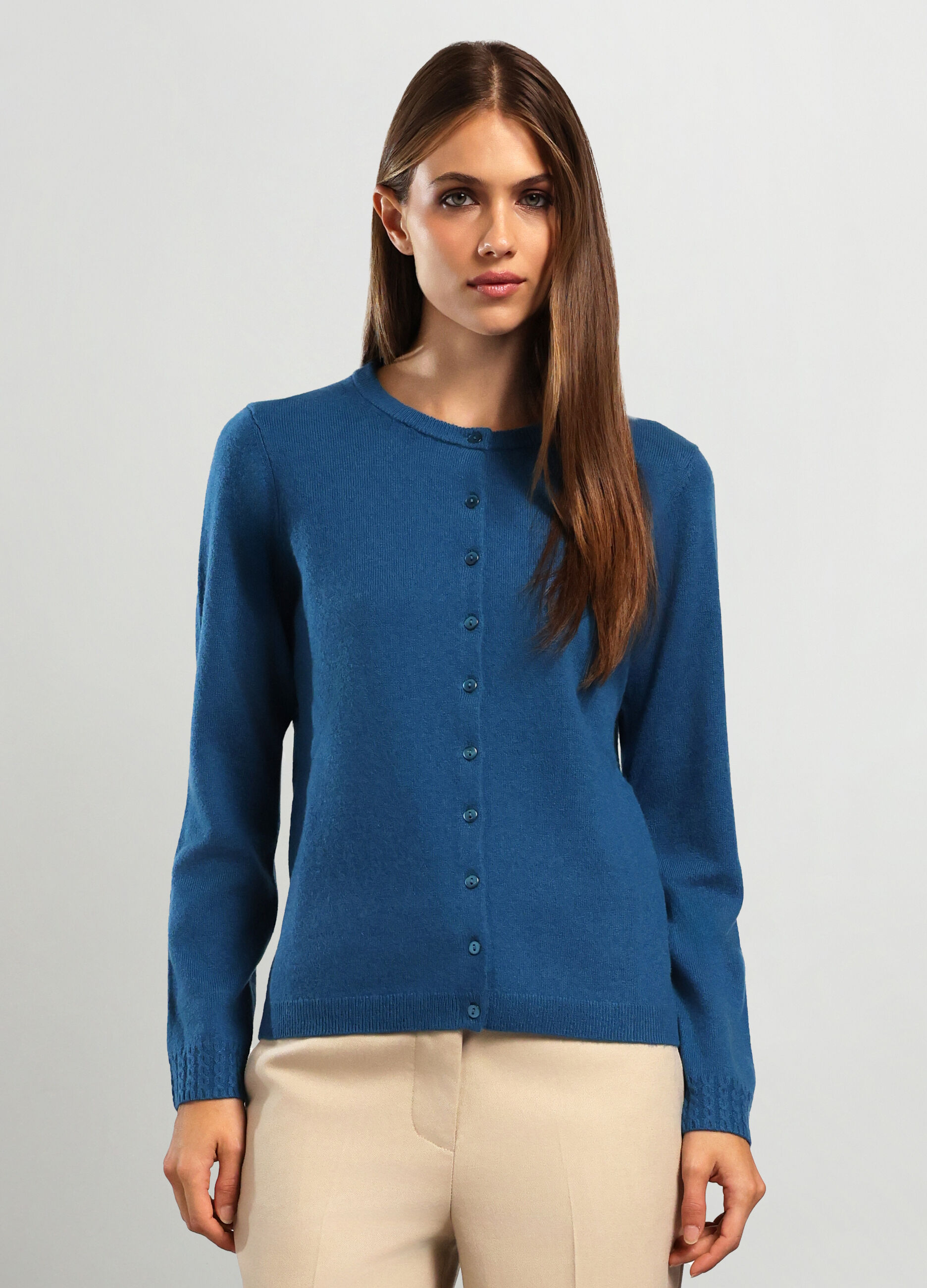 Cardigan tricot in puro cashmere donna_0