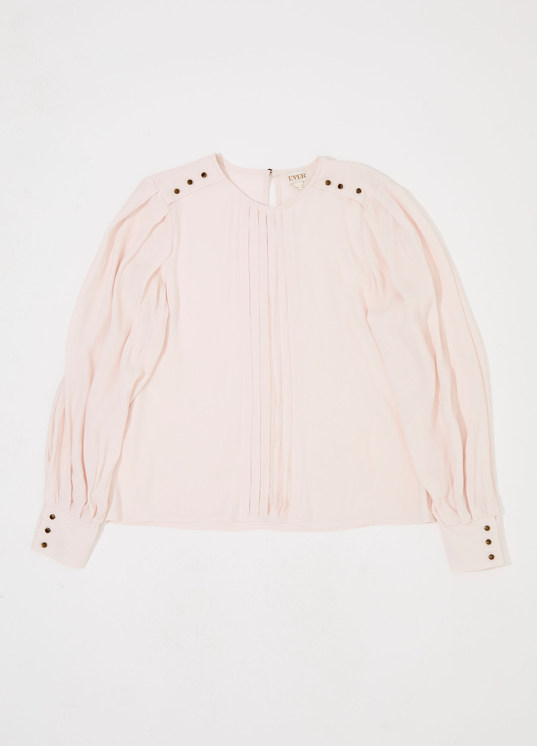 Blusa a pieghe con maniche a sbuffo donna_4