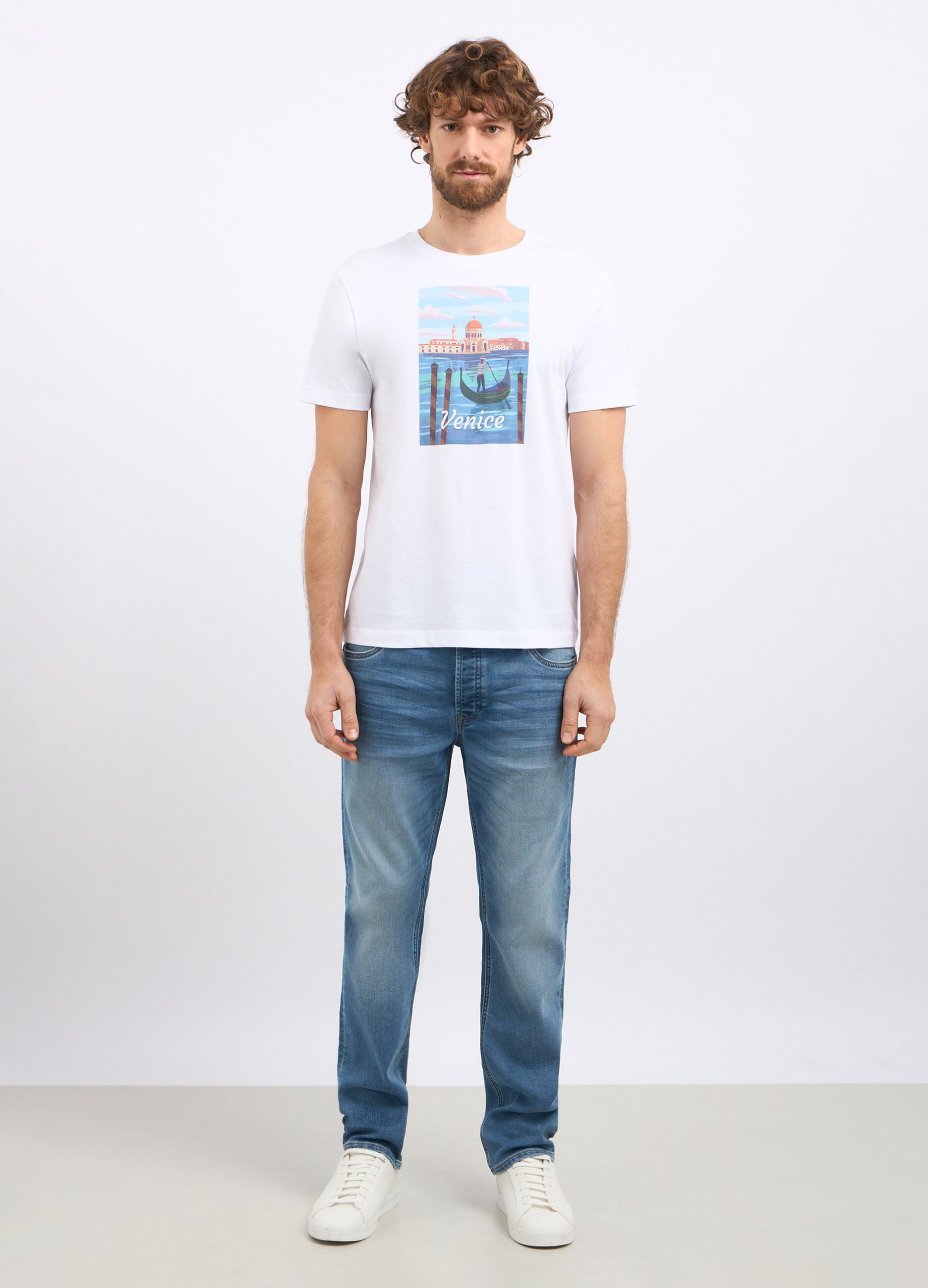 Jeans con effetto bleach slim fit uomo_0
