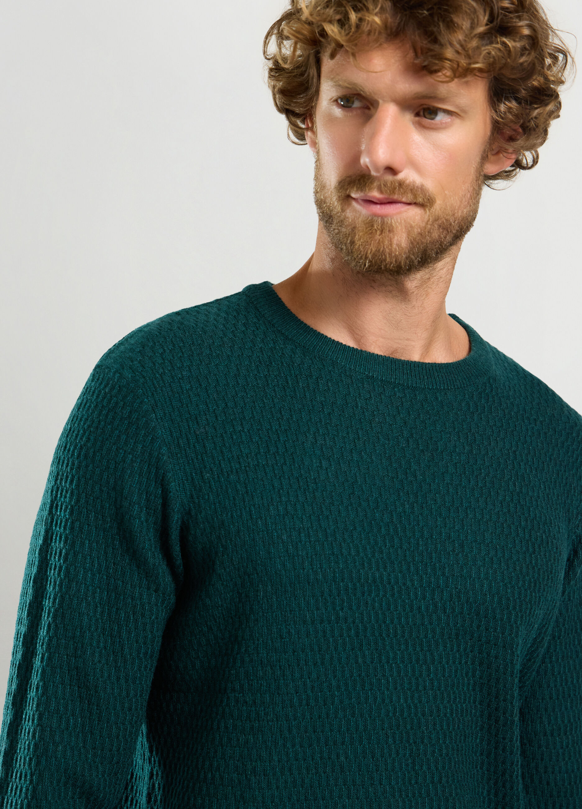 Maglione girocollo in maglia operata uomo_2