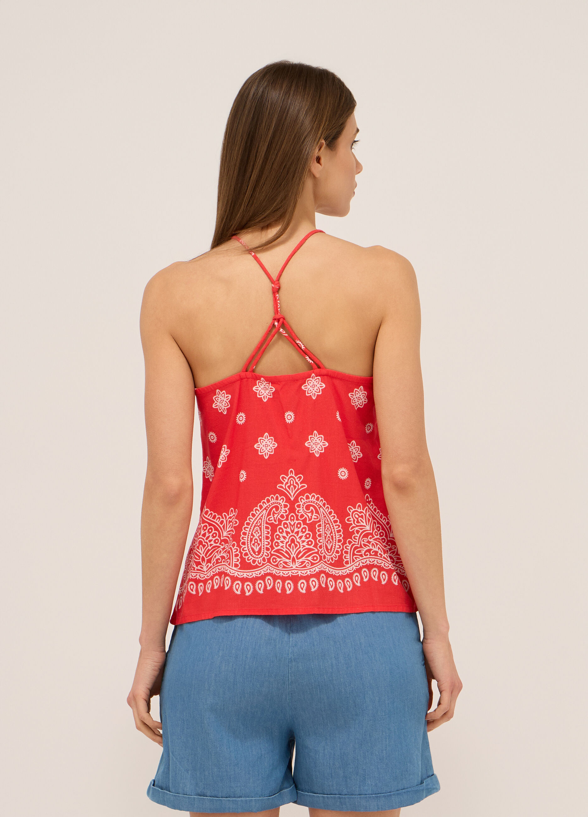 Top misto lino con stampa donna_1