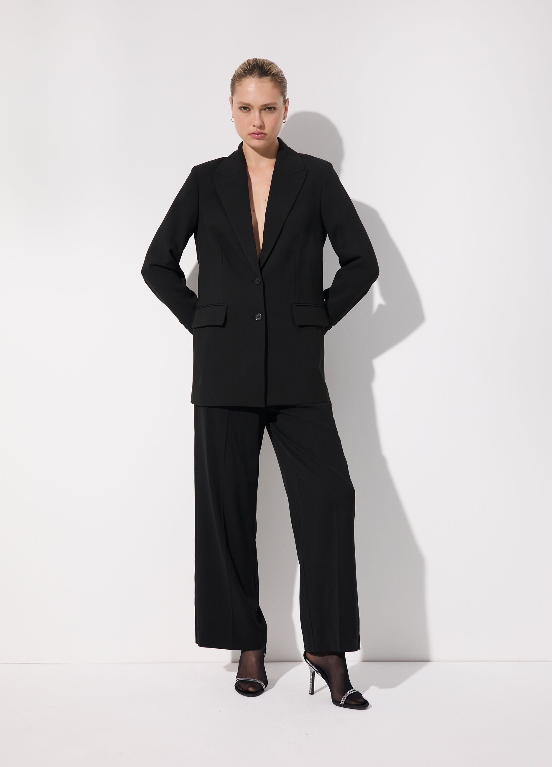 Blazer monopetto in misto viscosa donna_0