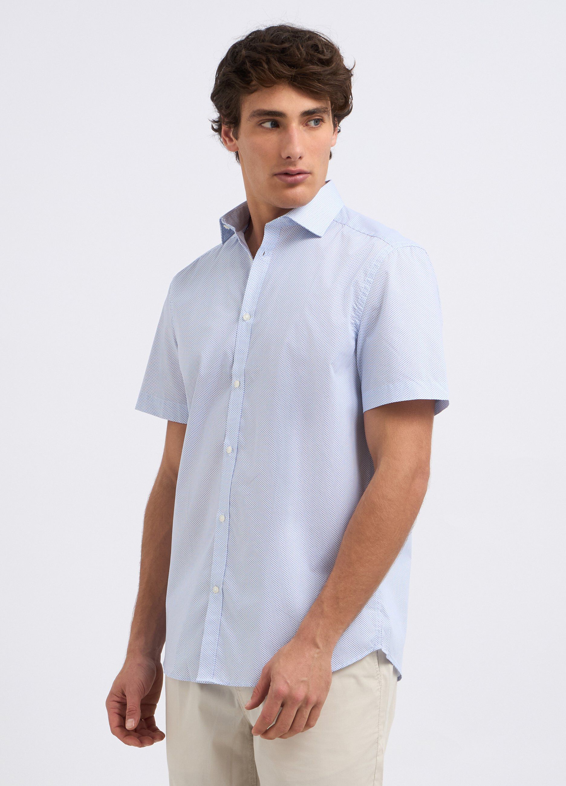 Camicia a maniche corte in misto cotone uomo_0