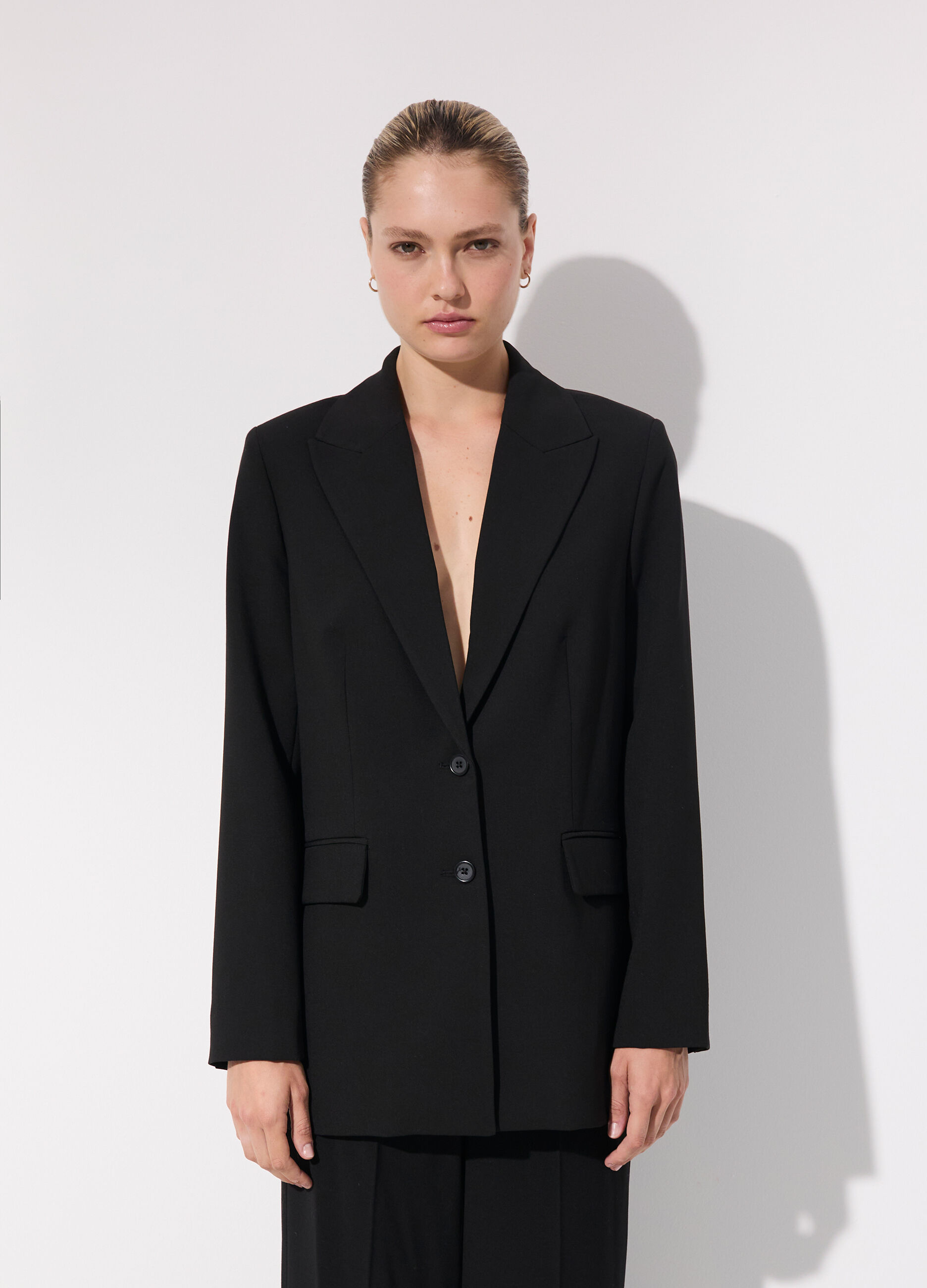 Blazer monopetto in misto viscosa donna_1