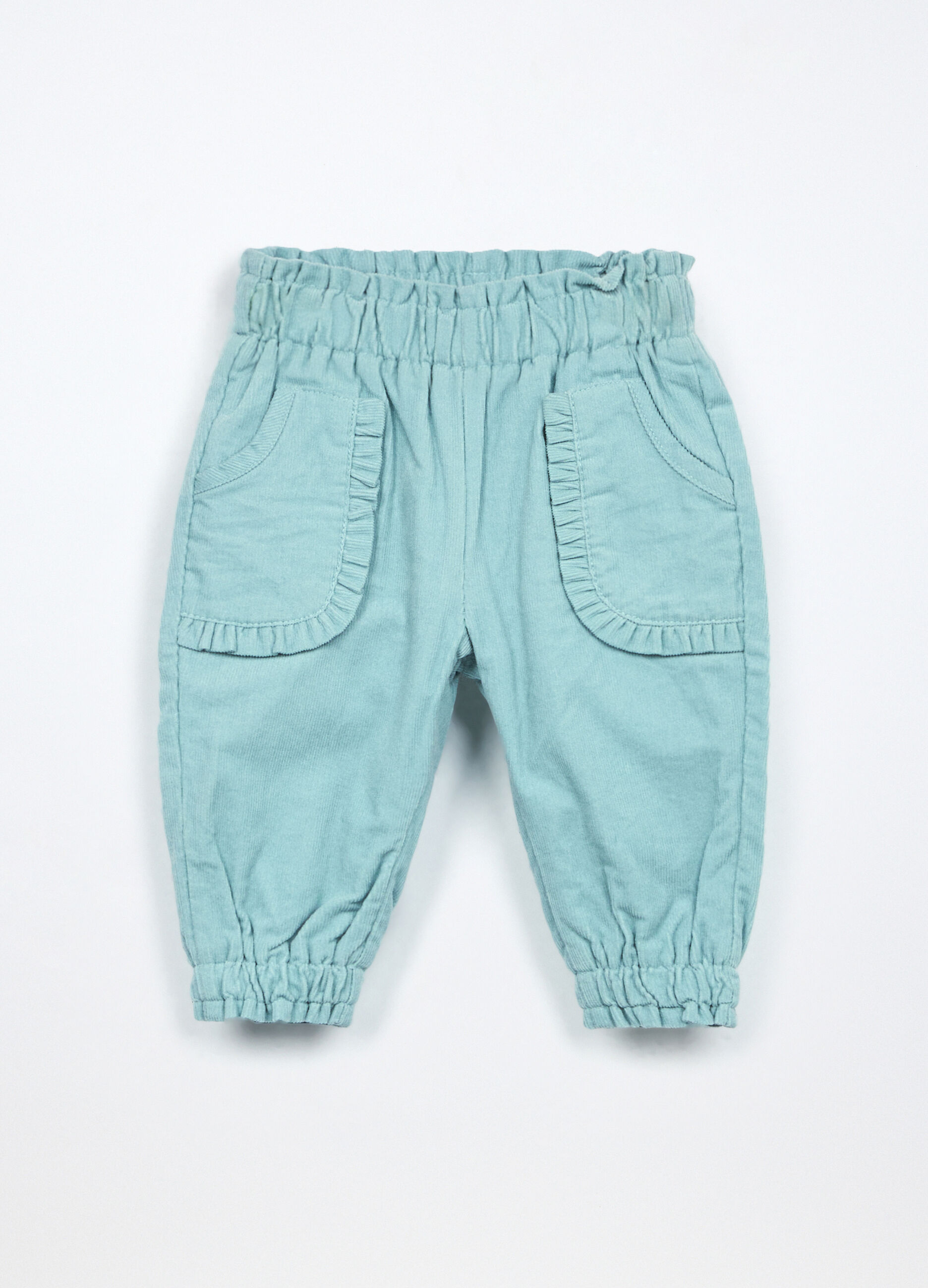 Jogger in costina di puro cotone neonata_0