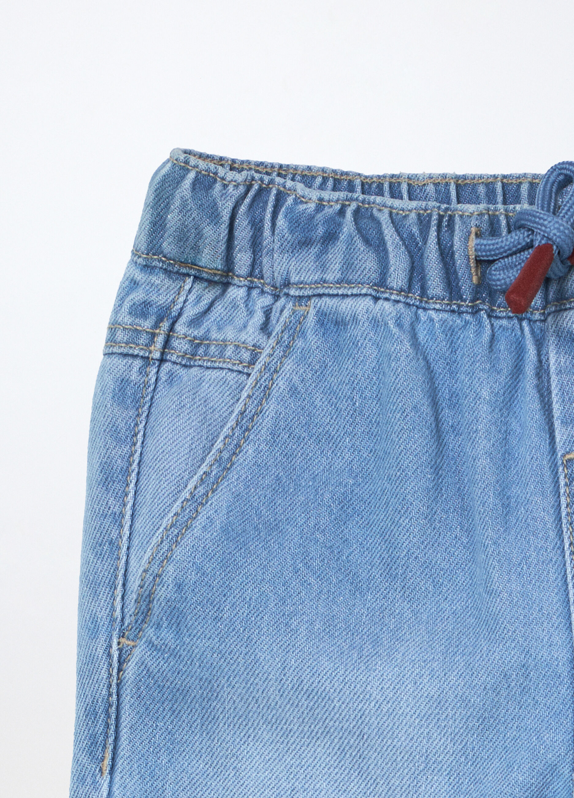 Jogger in denim di puro cotone neonato_2