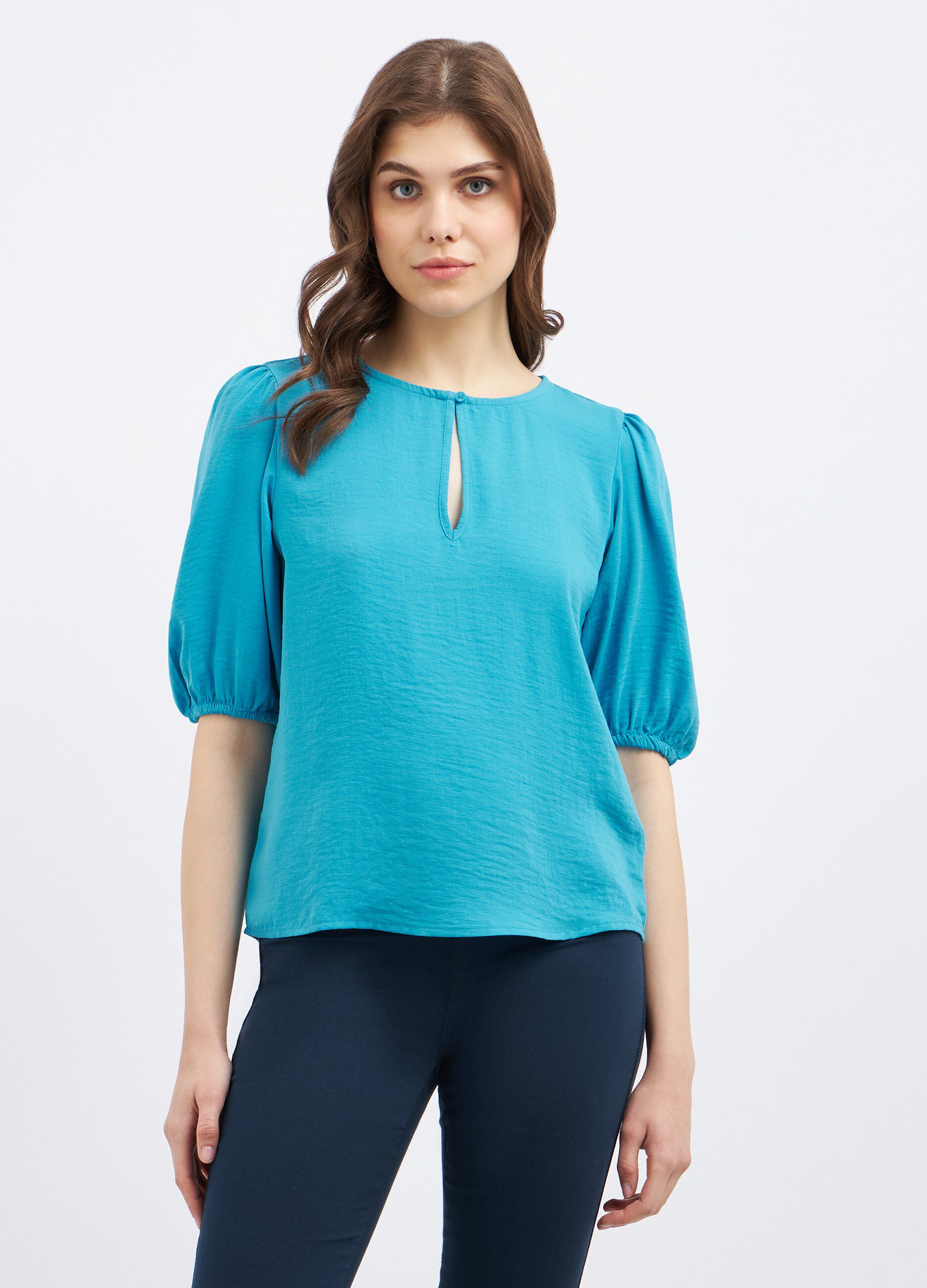 Blusa con maniche a palloncino donna_0