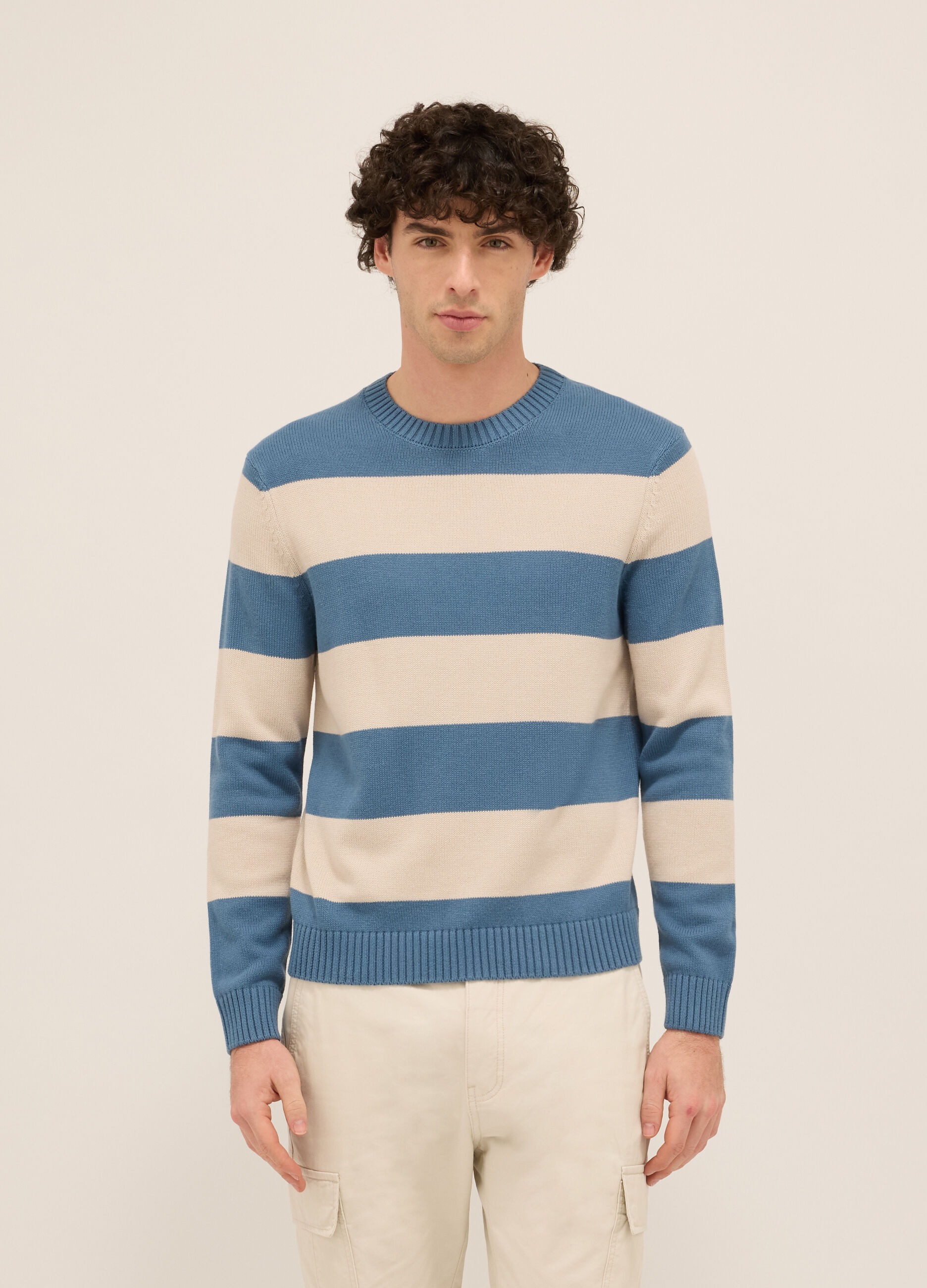 Maglione girocollo in misto cotone uomo_0