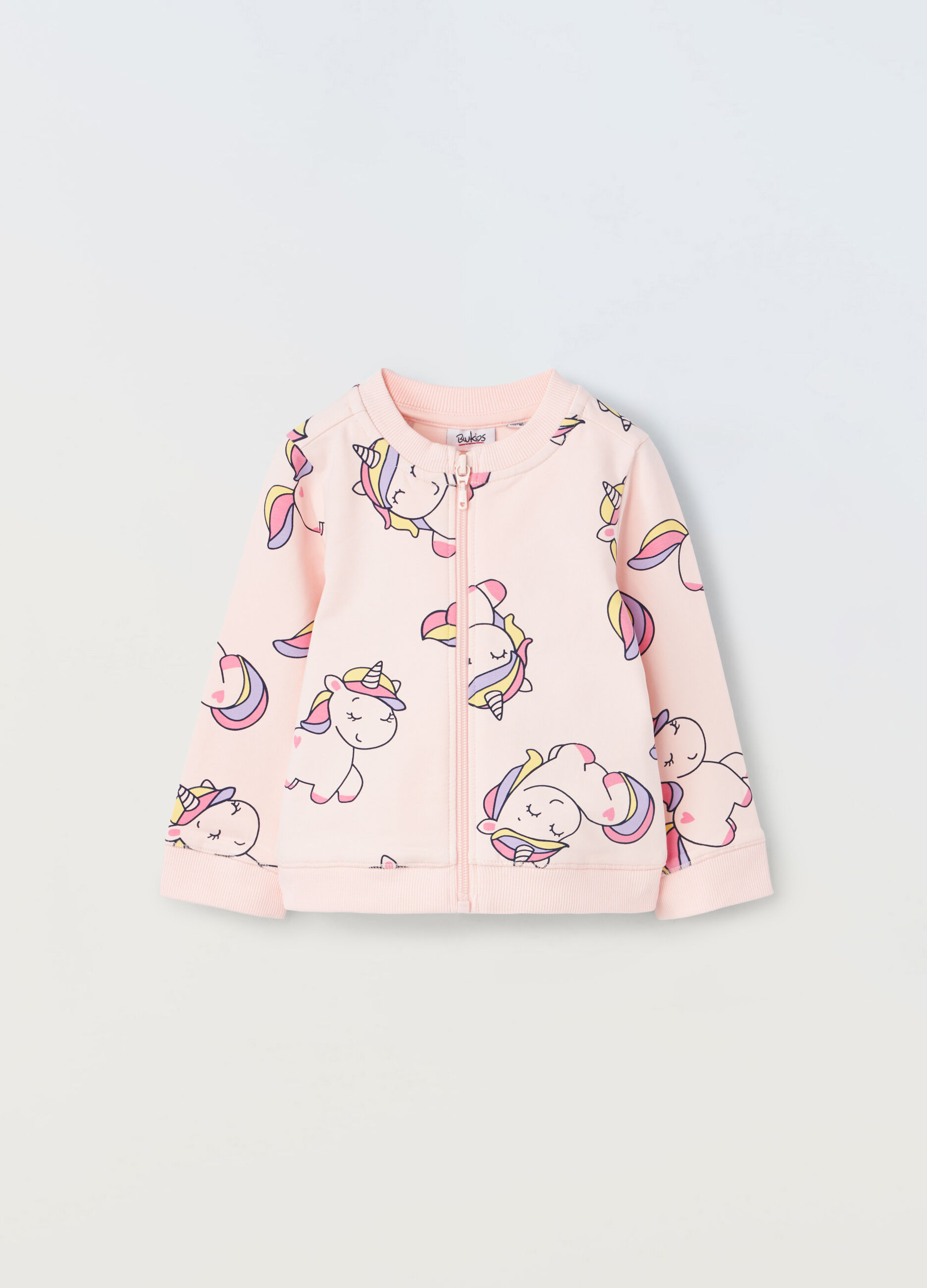 Felpa full zip in french terry stretch neonata_0