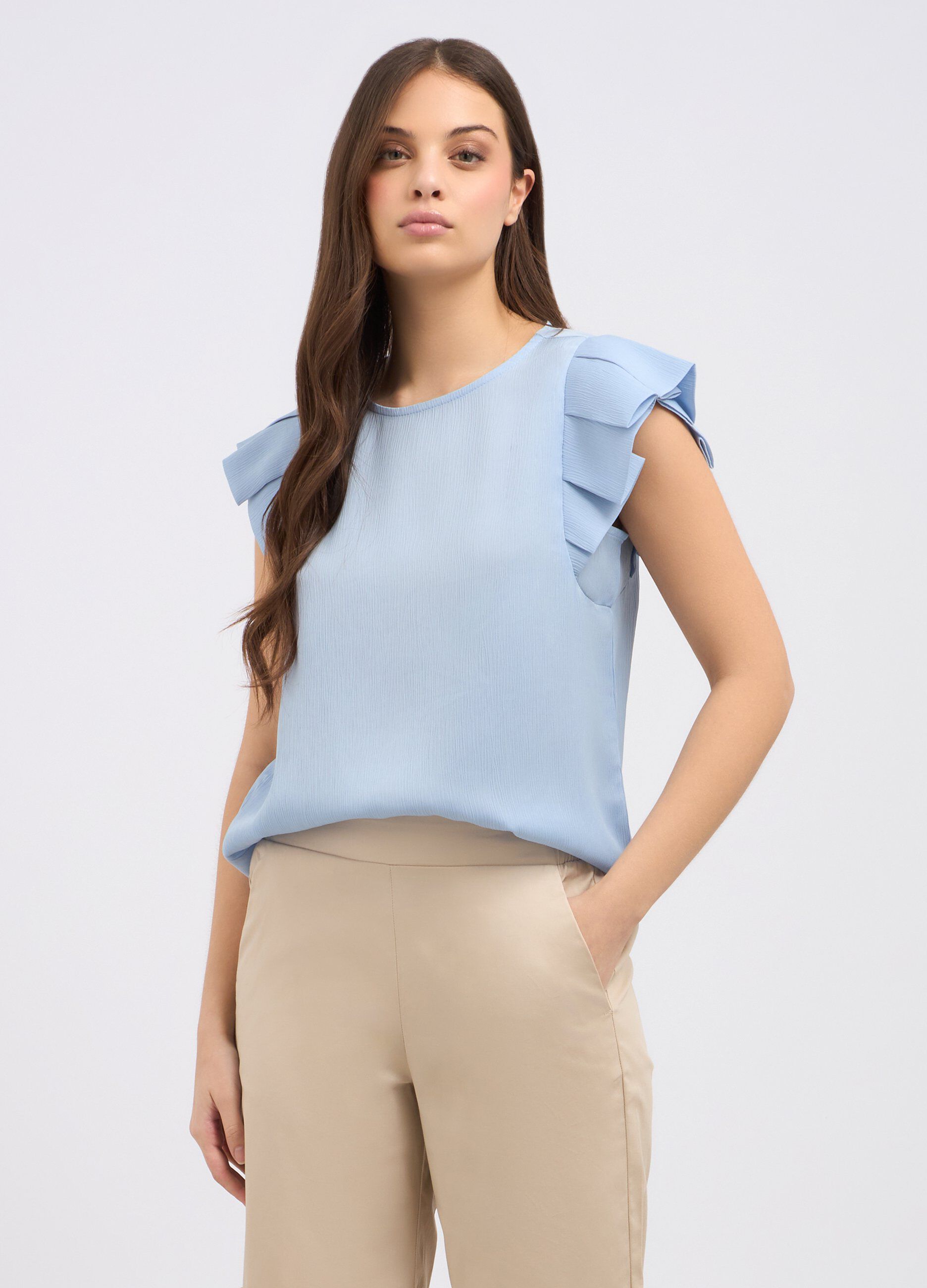Blusa creponne con rouches donna_0