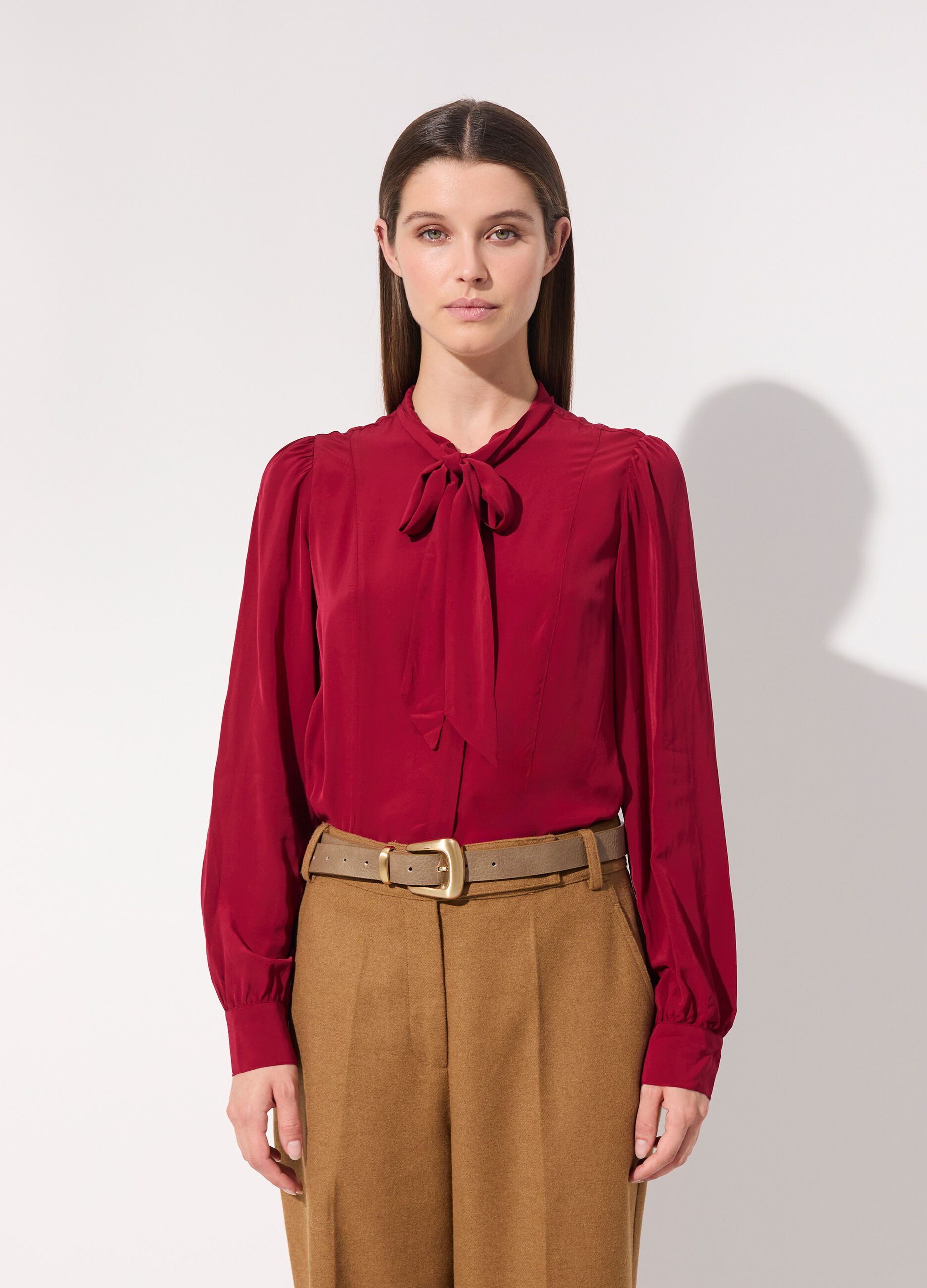 Blusa crêpe a maniche lunghe donna_1