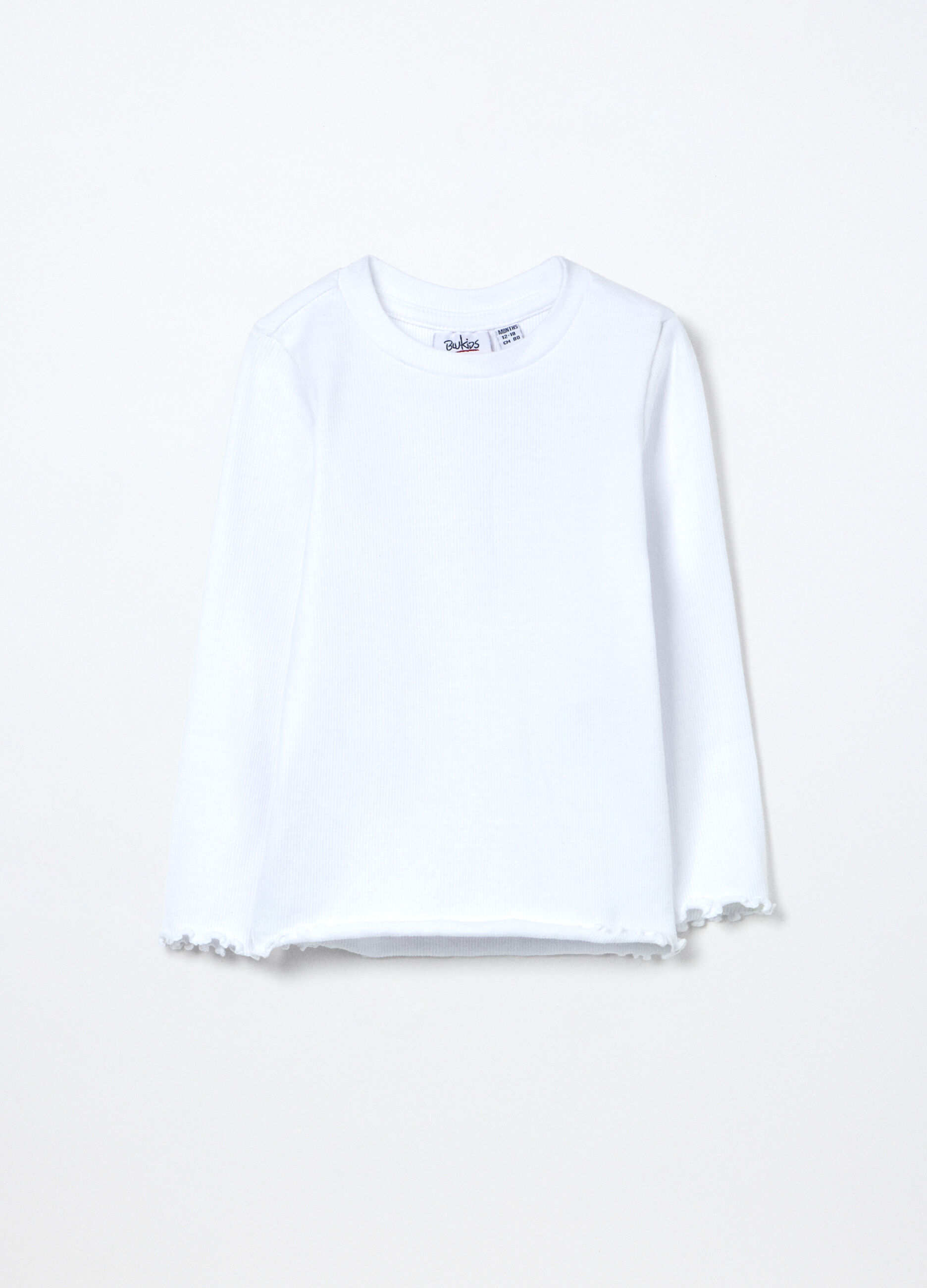 T-shirt in costina di cotone stretch neonata_0